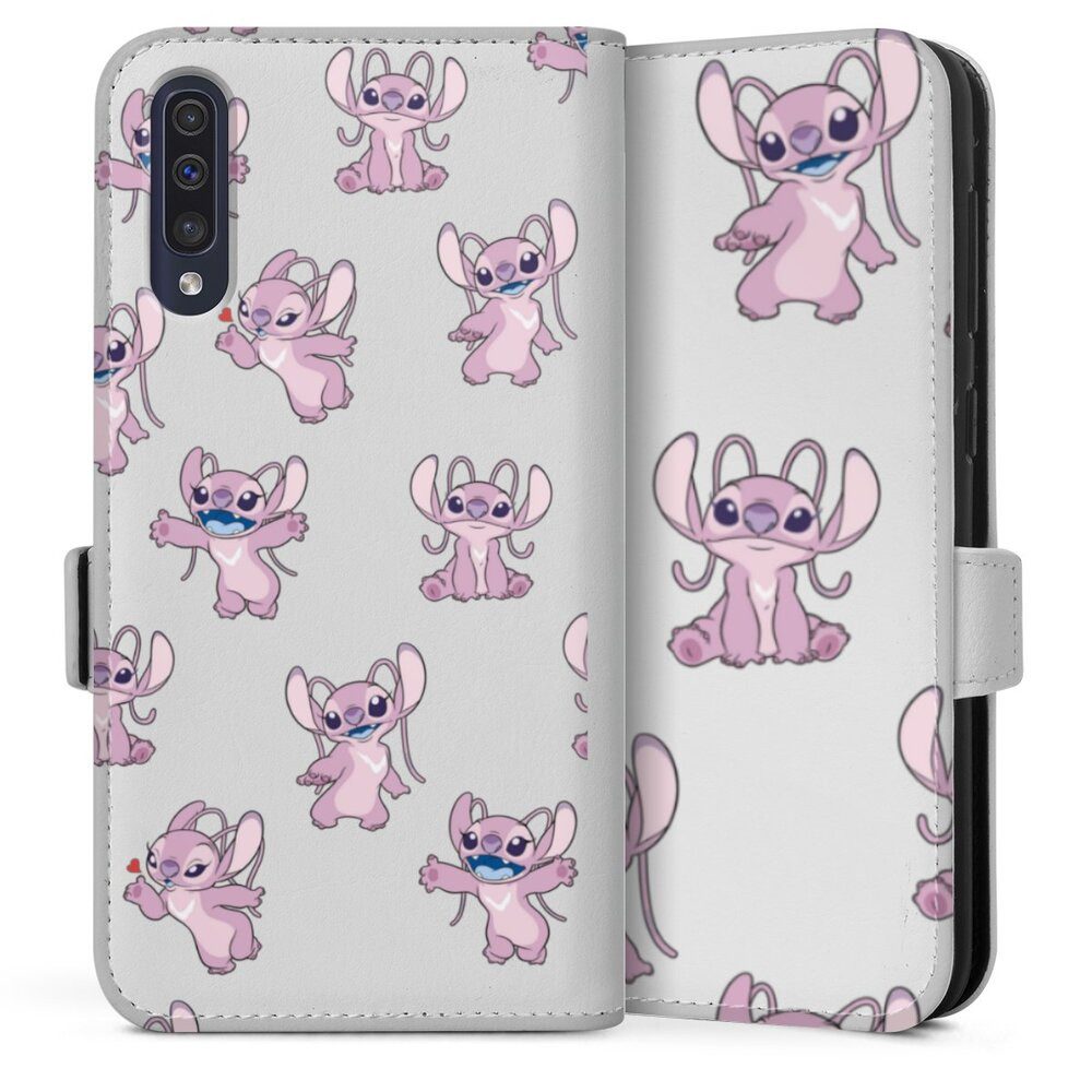 DeinDesign Handyhülle Lilo & Stitch Engel Disney Angel Faces Pattern Transparent, Samsung Galaxy A30s Hülle Handy Flip Case Wallet Cover