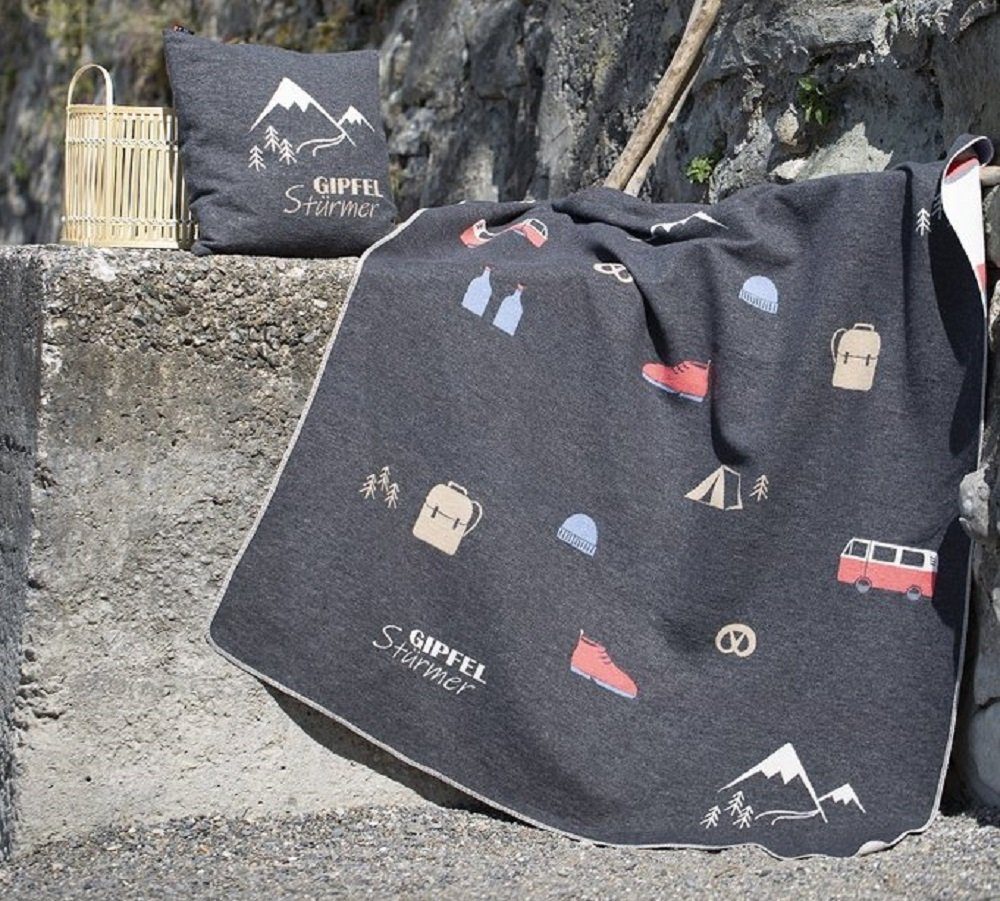 Wohndecke Silvretta 'Gipfelstürmer ' 140 x 200 cm Anthrazit, DAVID FUSSENEG günstig online kaufen