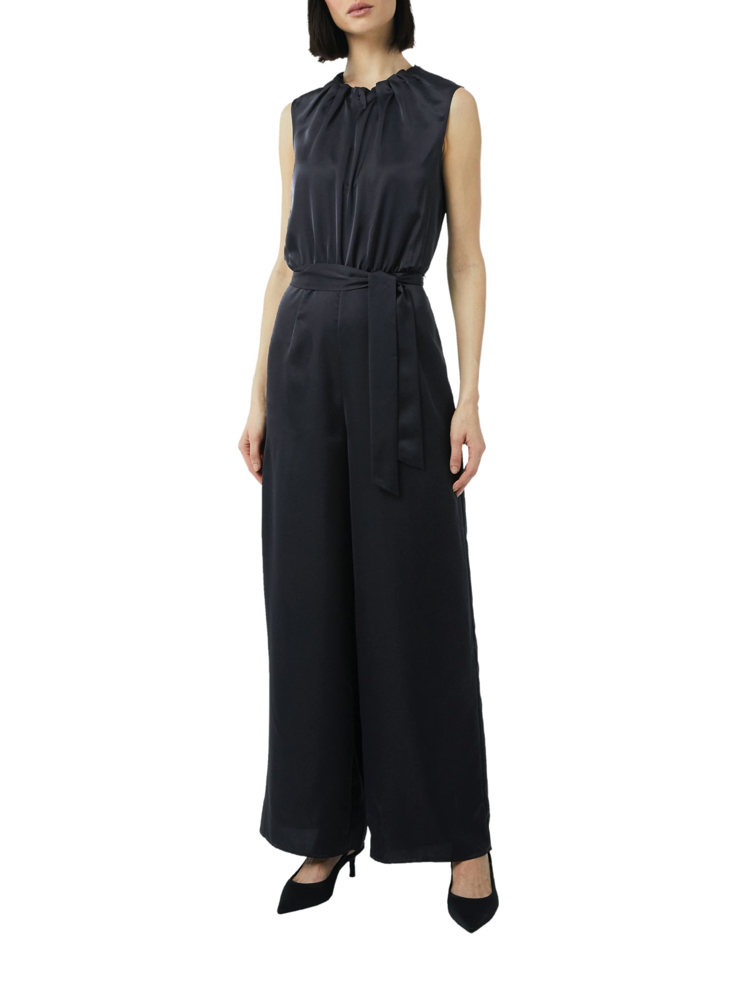 comma Jumpsuit schwarz,Casual,Polyester,Unifarben,Rundhals,Ärmellos,Regular Fit