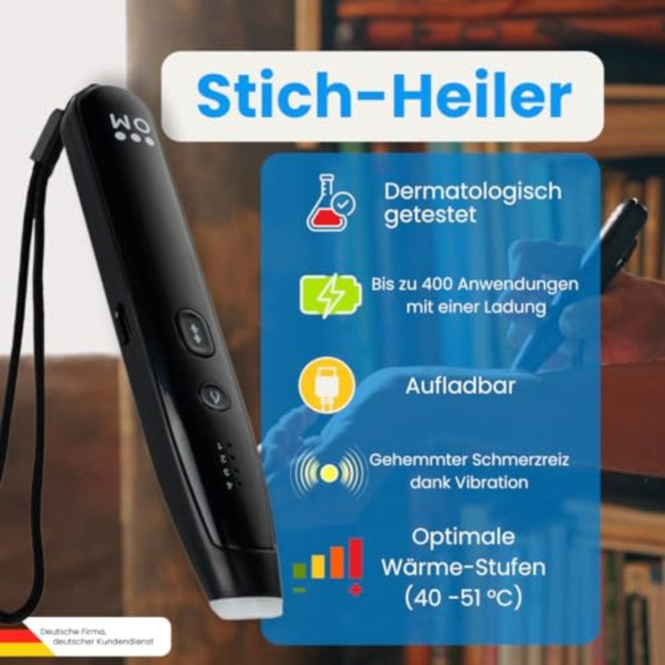 Ortho Mechanik Mückenschutz Hoch2 – Insekten fernhalten & Stiche lindern Insektenentferner (USB-C Wärmestift & Ultraschall-Mückenschutz, ohne Chemie, [2-St)