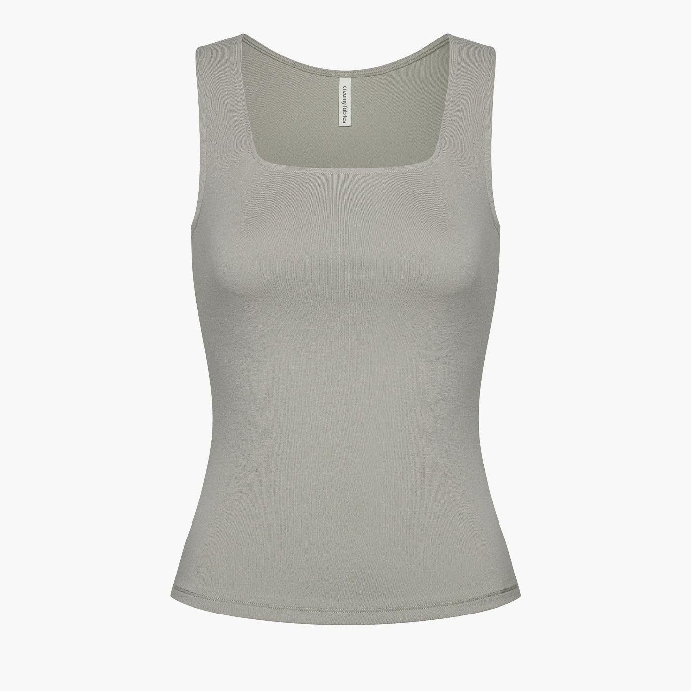 cfab by creamy fabrics Tanktop Cotton Tanktop mit eckigem Ausschnitt-Ash Gr günstig online kaufen
