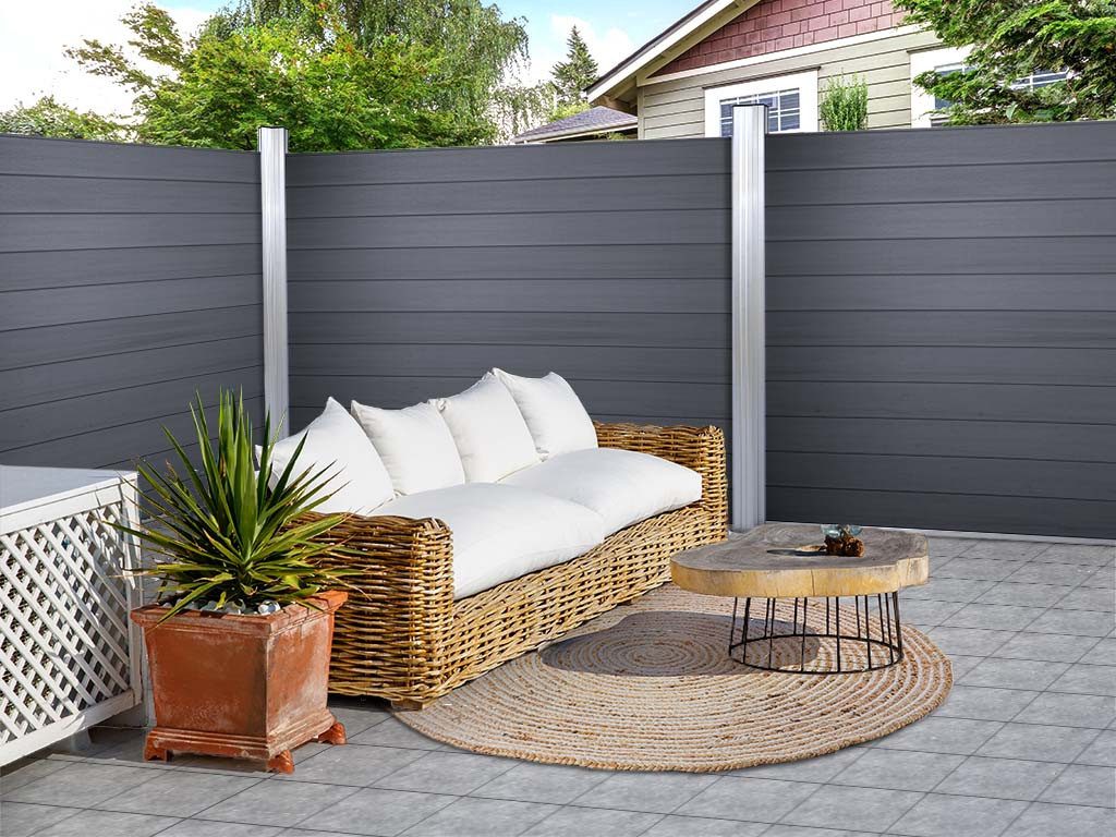 Belladoor Sichtschutzelement Belladoor WPC Sichtschutzzaun WPC Grau blickdicht – Bild 5 von 5