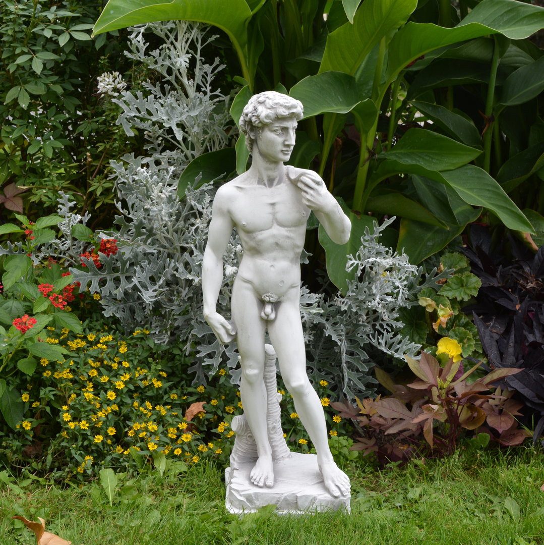 gartendekoparadies.de Gartenfigur Statue David von Michelangelo, Steinfigur, H. 58 cm, 9 kg, Frostsicher