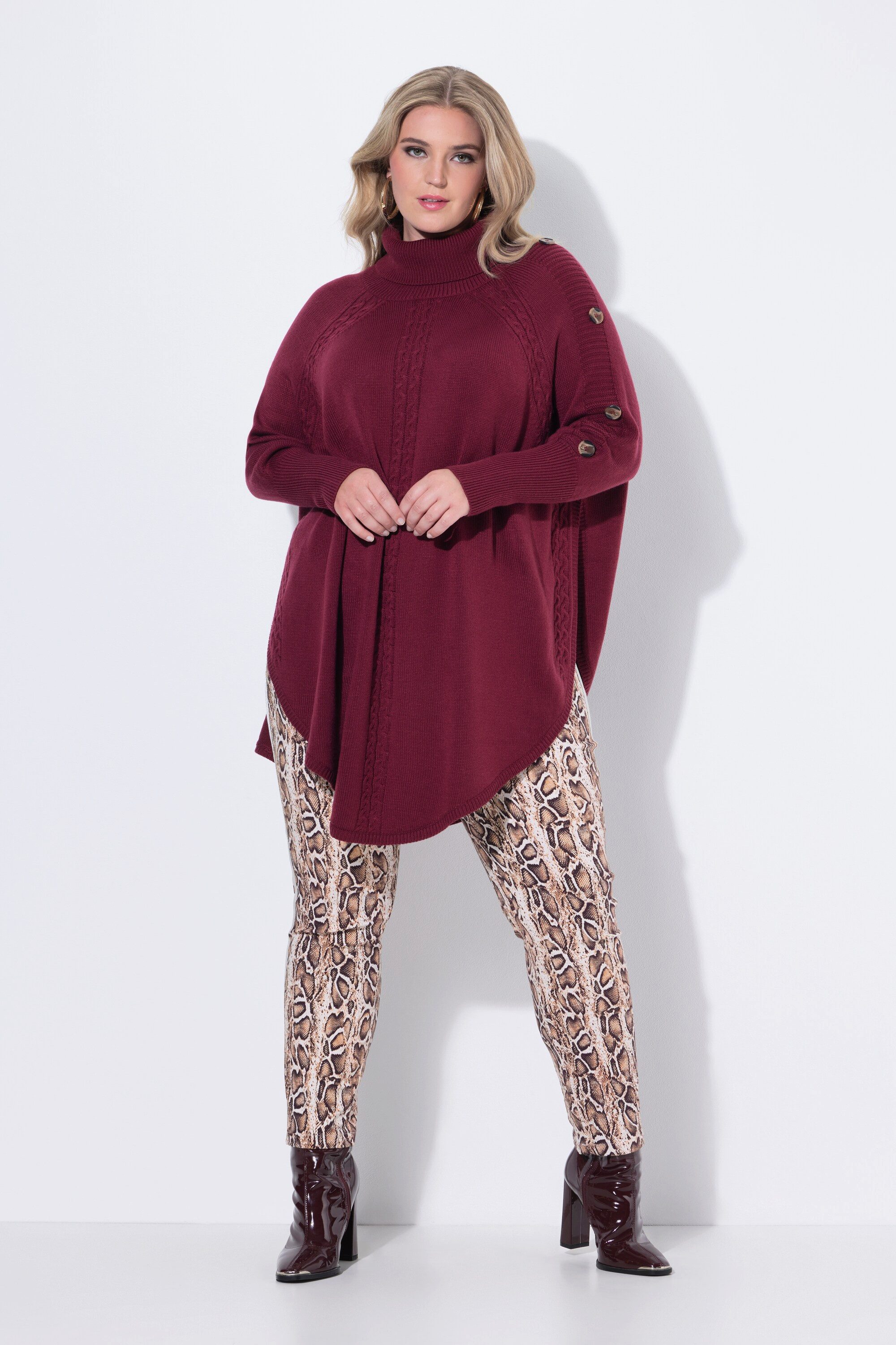 MIAMODA Pullunder Pullover Poncho-Style Zopfmuster Zipfelsaum günstig online kaufen