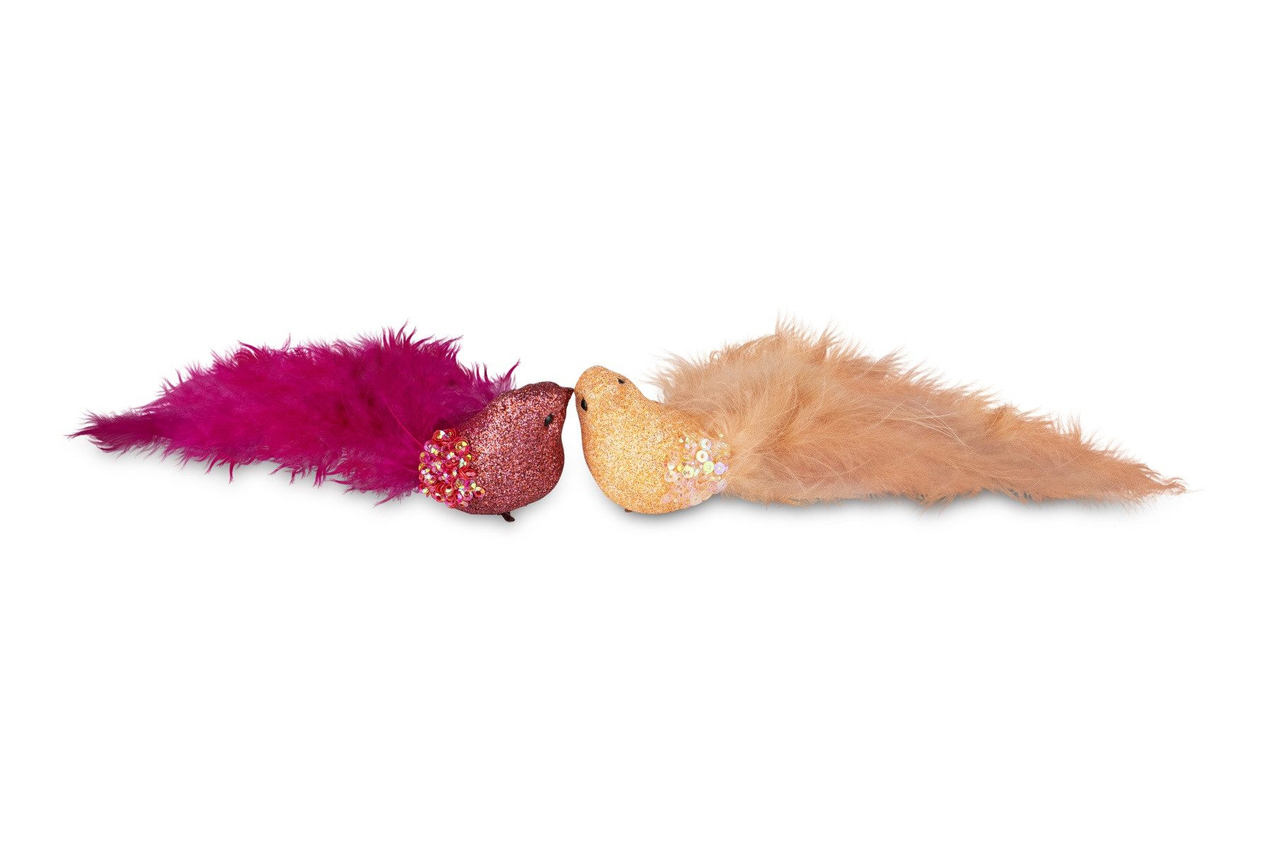 RIFFELMACHER & WEINBERGER Weihnachtsbaumkugel Vogel Baumschmuck mit Feder, 13,5x4 cm, 2 Farben