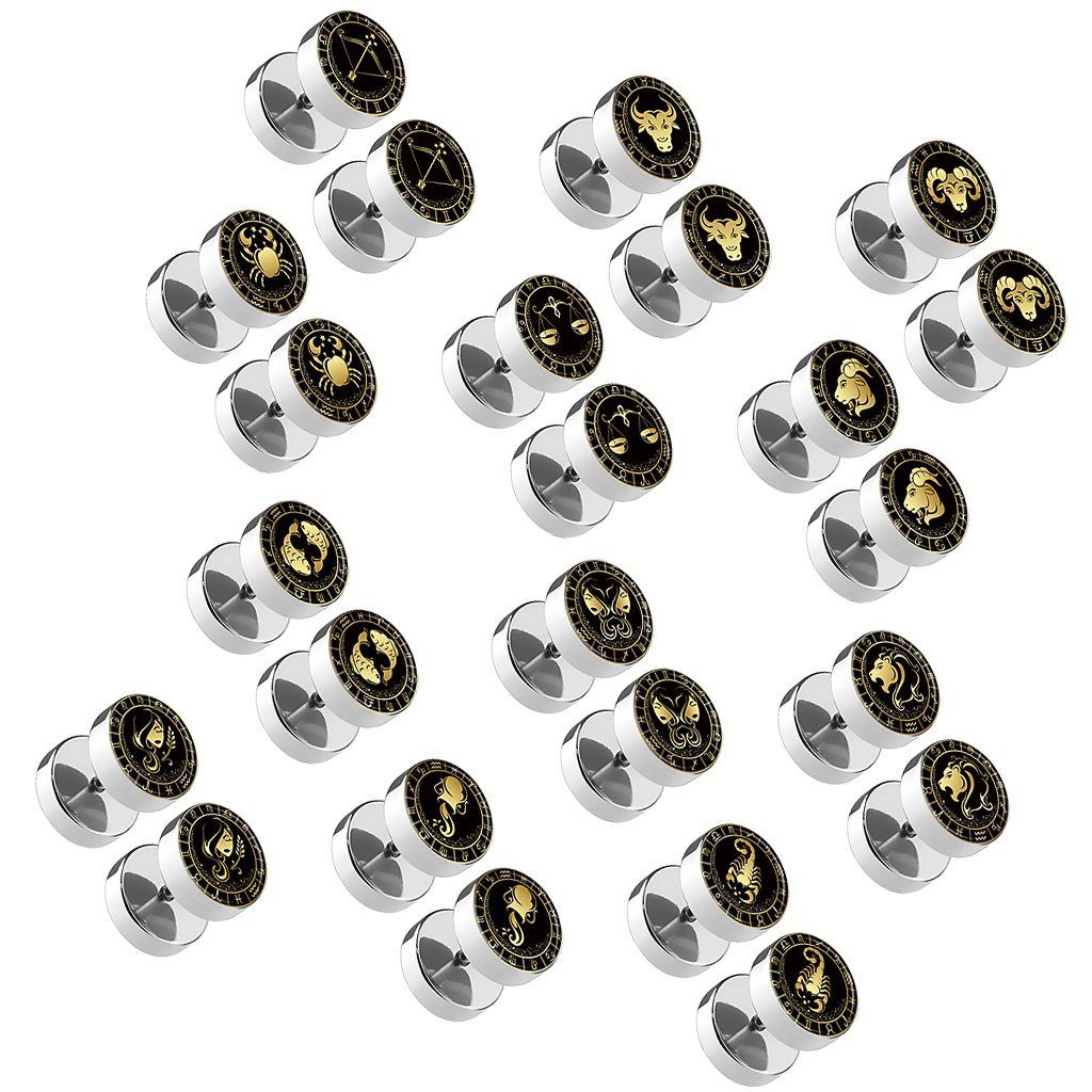 Taffstyle Ohrringe Ohrstecker Motiv Flesh Sternzeichen Tierkreiszeichen mit Runde Piercing-Set Plug Plug Piercing Tunnel Tierkreiszeichen, Steinbock