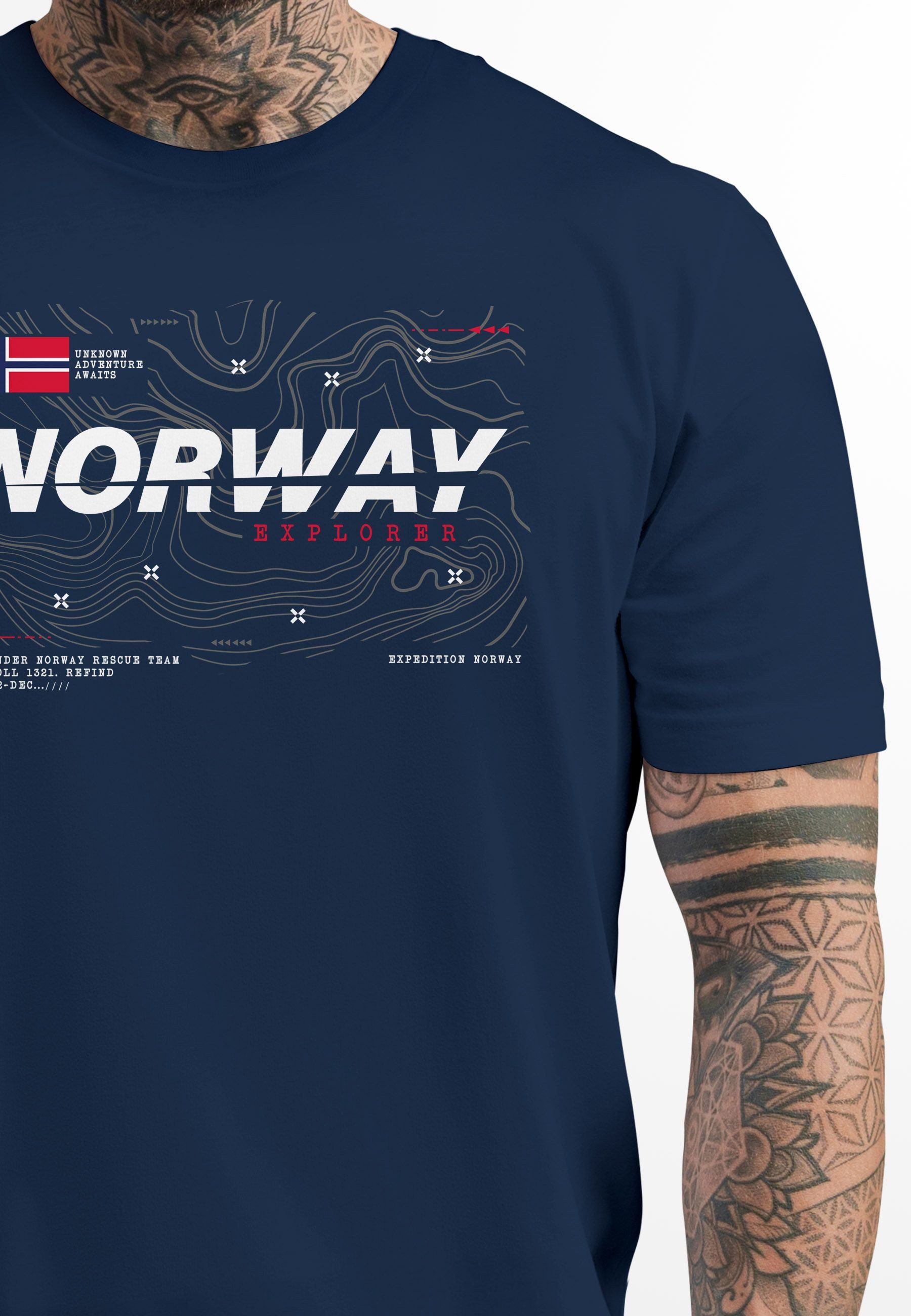 Neverless Print-Shirt Herren T-Shirt Norwegen Printshirt günstig online kaufen