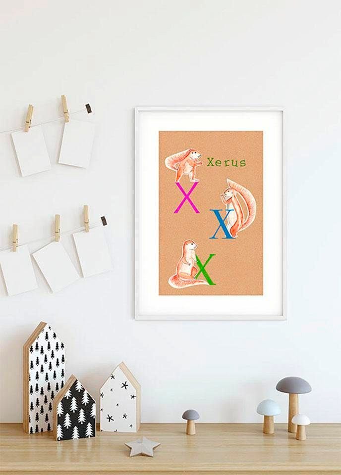 Komar Poster St), X, Wohnzimmer ABC Animal (1 Buchstaben Schlafzimmer, Kinderzimmer