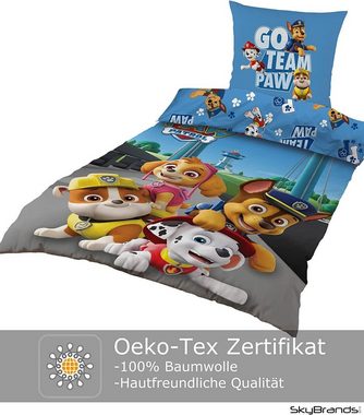 Jugendbettwäsche Paw Patrol Bettwäsche 135x200 80x80 Baumwolle Kinderbettwäsche, SkyBrands