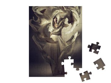 puzzleYOU Puzzle Kunstfotografie: Frau mit weißem Kleid, 48 Puzzleteile, puzzleYOU-Kollektionen Fotokunst