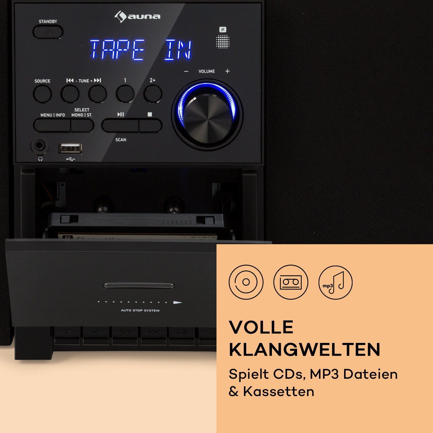 (DAB+ Schwarz Tuner Stereoanlage MC-40 und Auna UKW-Radiotuner, 10 W) DAB