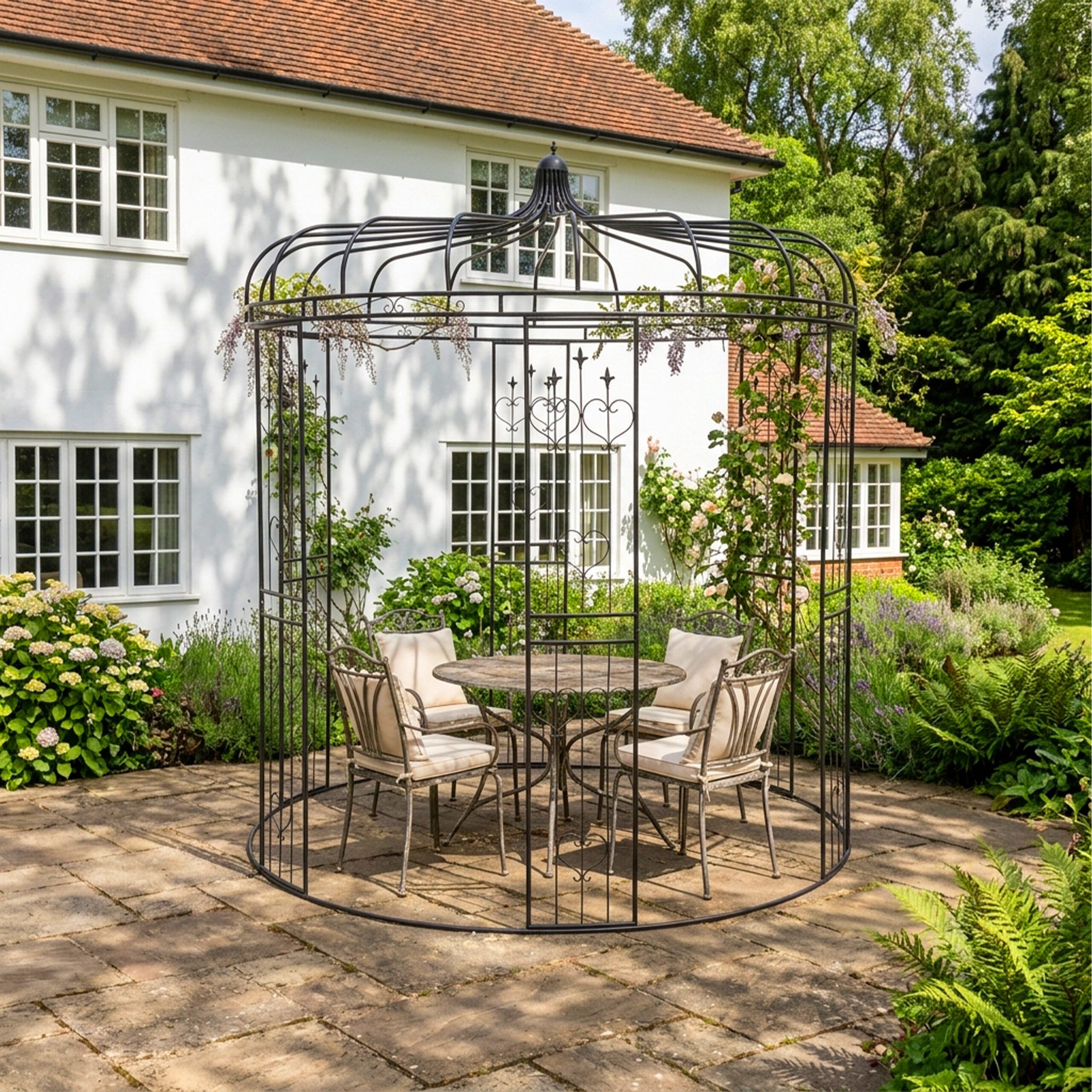 relaxdays Rosenbogen Rosenpavillon aus Metall