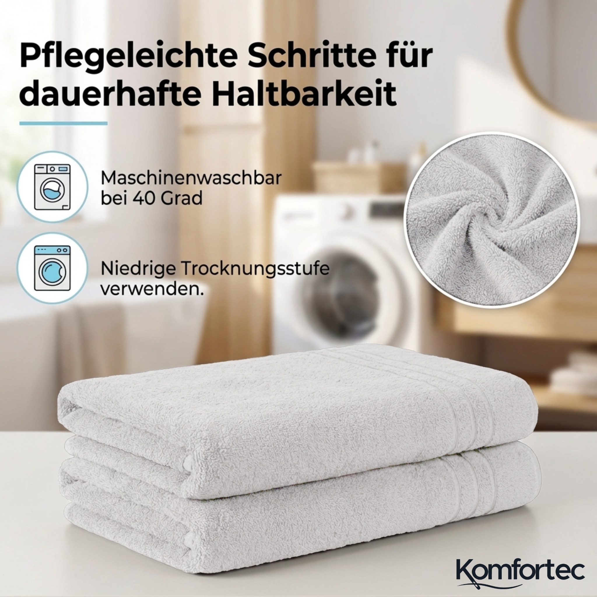 Komfortec Saunatuch 100x200 cm Badetuch aus 100% Baumwolle, Frottee (1-St), extra Große, Schnelltrocknend – Bild 3 von 5