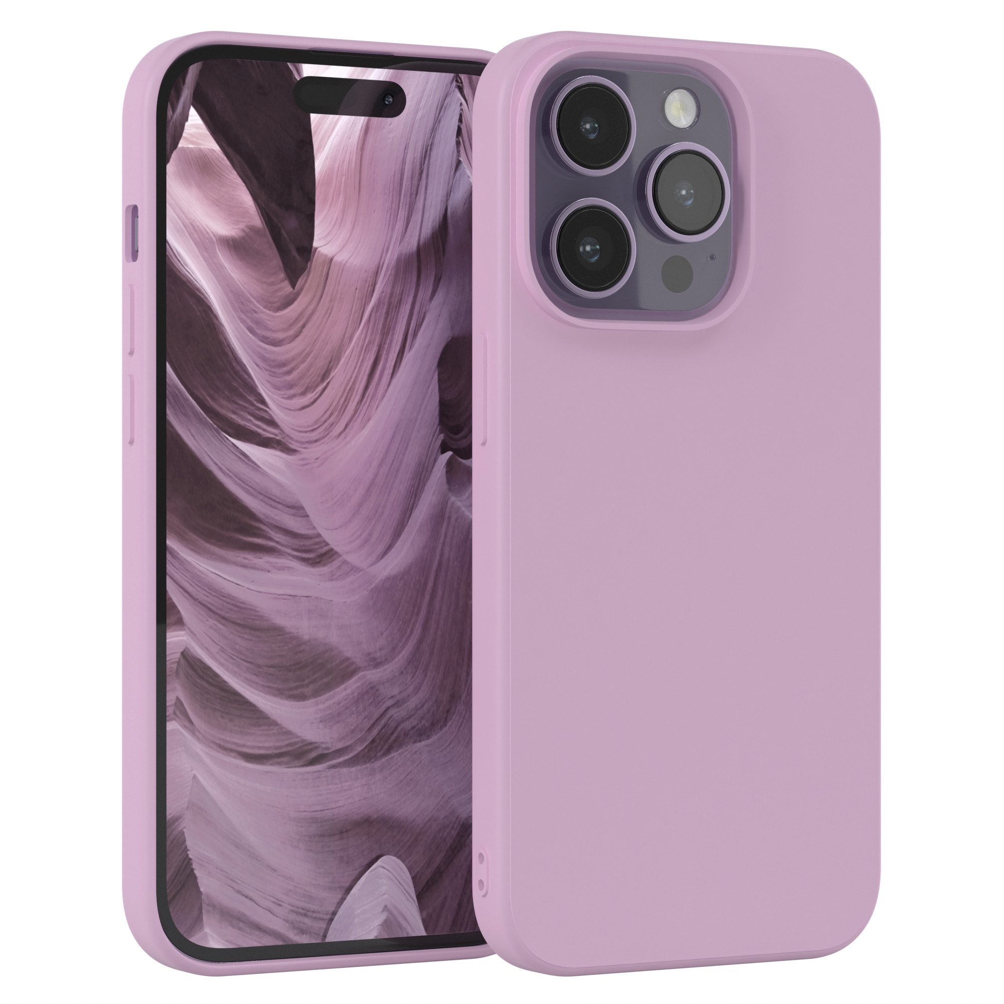 EAZY CASE Handyhülle TPU Hülle für Apple iPhone 14 Pro 6,1 Zoll, Hülle mit Kameraschutz handycover Soft Smart Slimcover Lila / Flieder