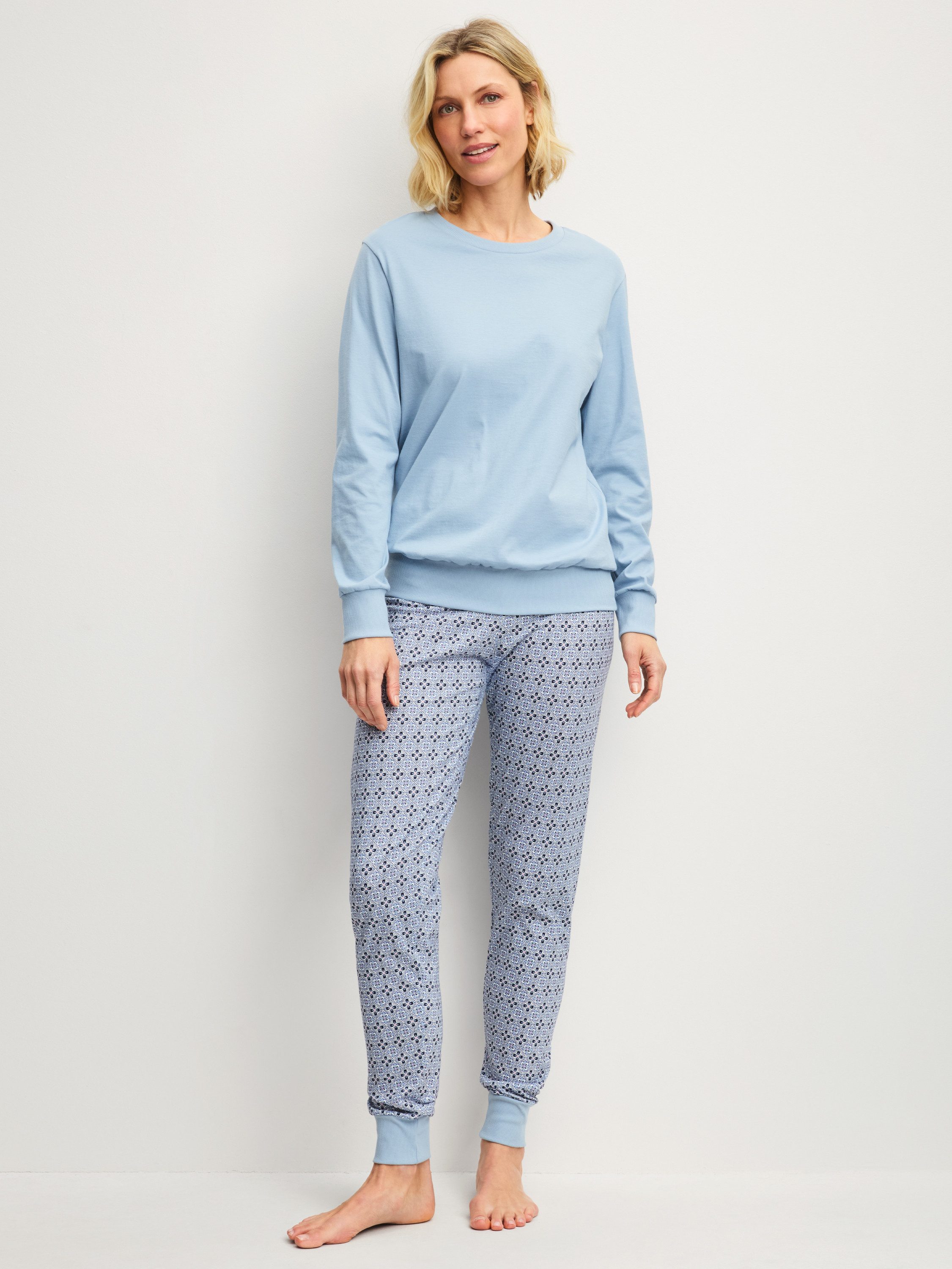 CALIDA Pyjama Cotton Special Damen (2 tlg) aus 100% Baumwolle, atmungsaktiv und klimaregulierend