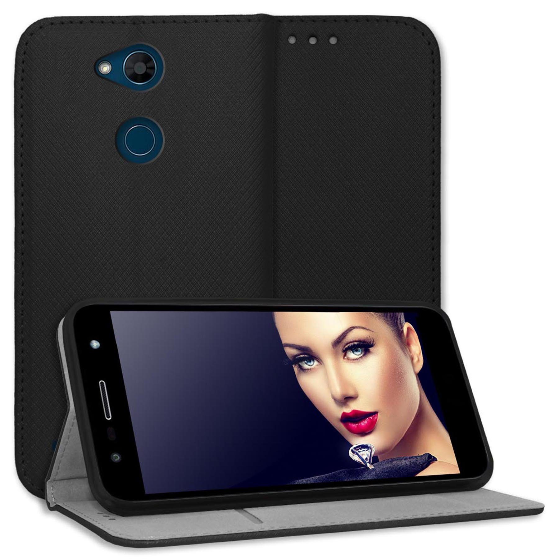 mtb more energy Smartphone-Hülle Smart Magnet für LG X Power 3, Schwarz, Bookstyle Klapphülle Cover Wallet Case aus Kunstleder