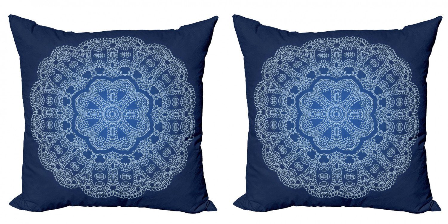 Doppelseitiger Accent Kissenbezüge (2 Mandala Blumen Aufwändige Digitaldruck, Stück), Modern Abakuhaus Blauer