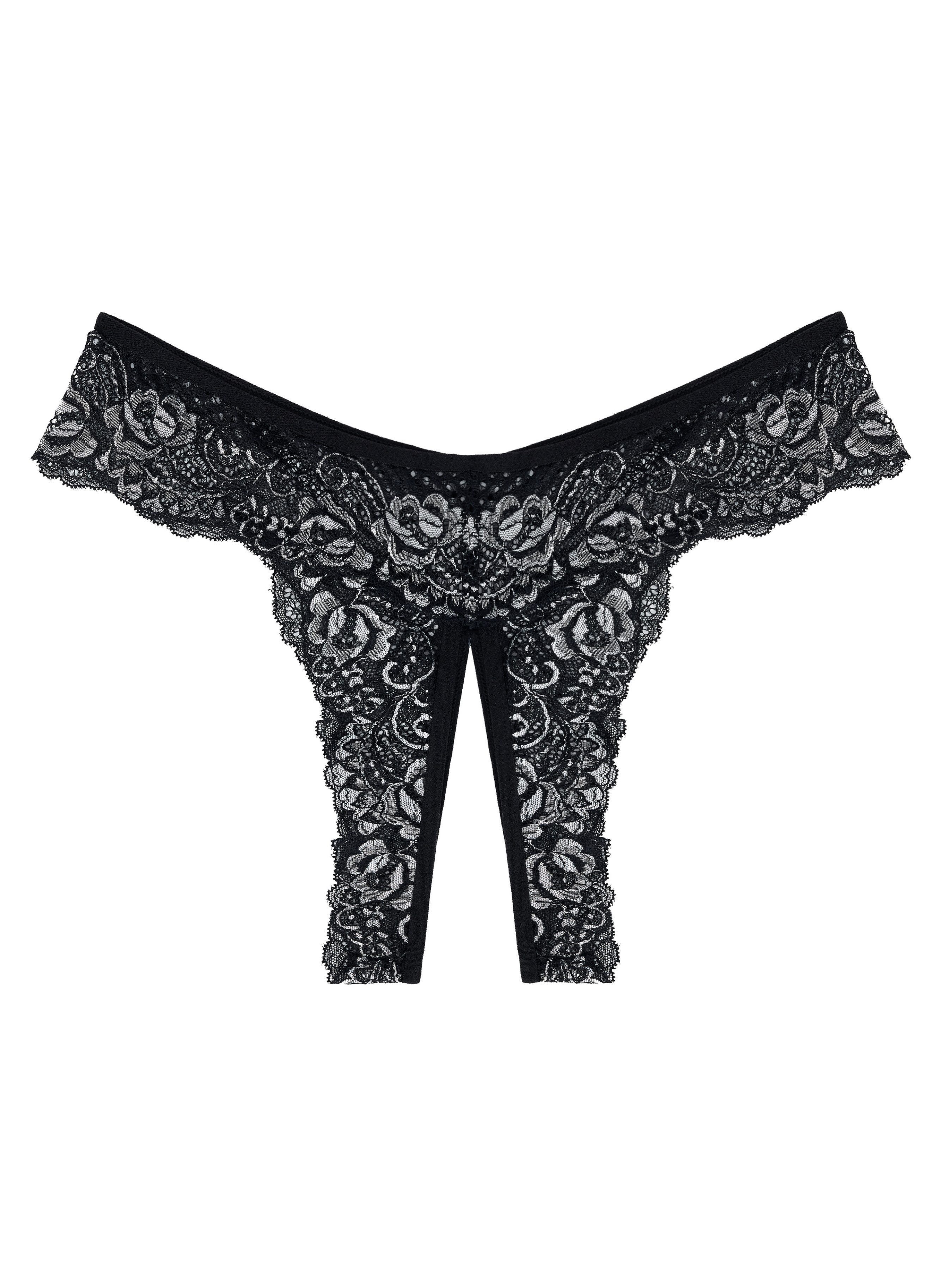 Elegant Love Slip-Ouvert Unterwäsche aus Spitze, Tanga mit offenem Schritt, Geblümte Dessous Damen-Unterhosen, V-Strings und Elegante Pantys – Sinnliche Reizwäsche