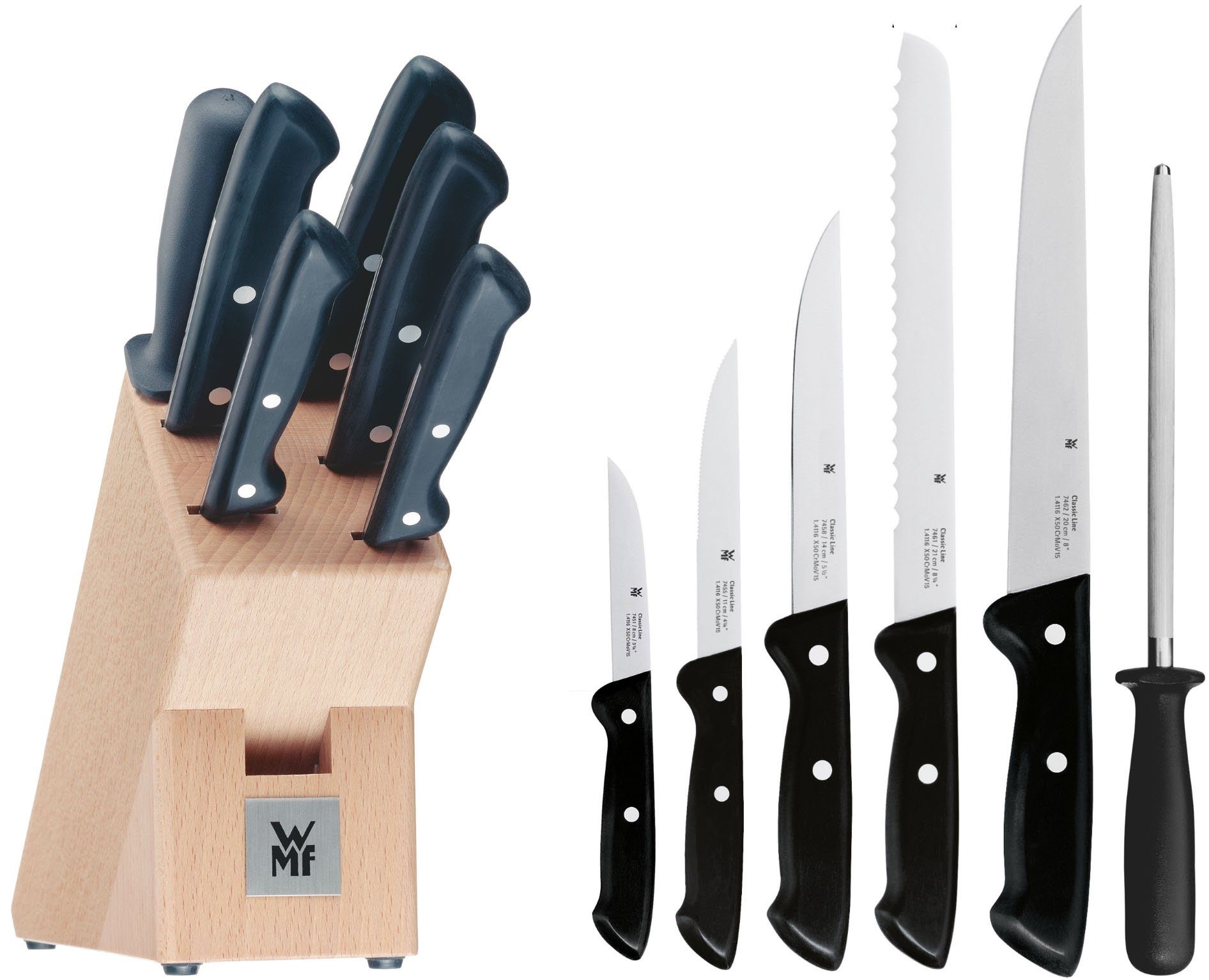 WMF Ножиblock Classic Line (7tlg), Ножиklingen aus Spezialklingenstahl