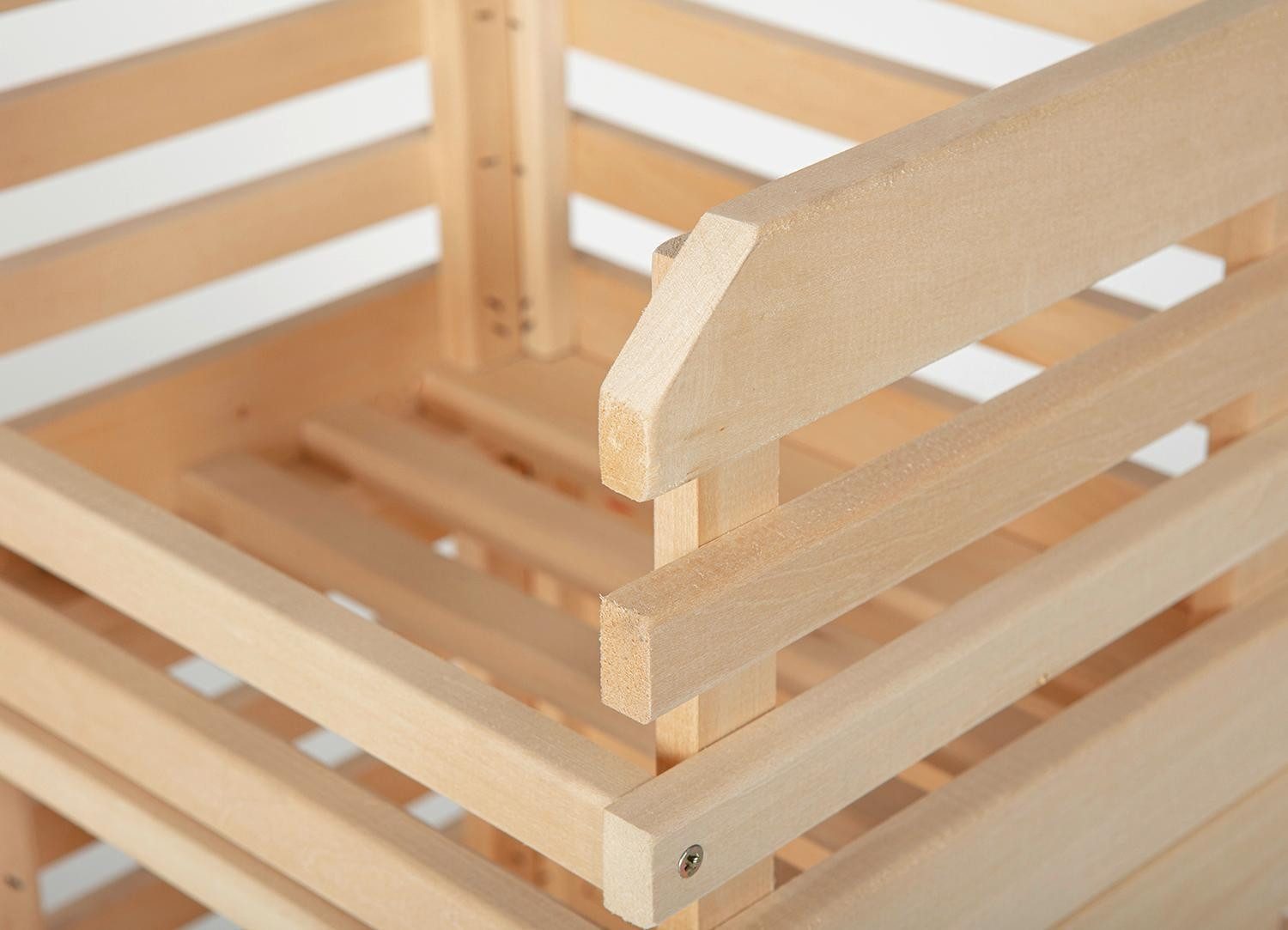 Inter Link Holzkiste 3-teilig FRUITS, Braun, Kiefernholz massiv, Stapelbar, mit Rollen, B 37 x H 80 x T 30 cm