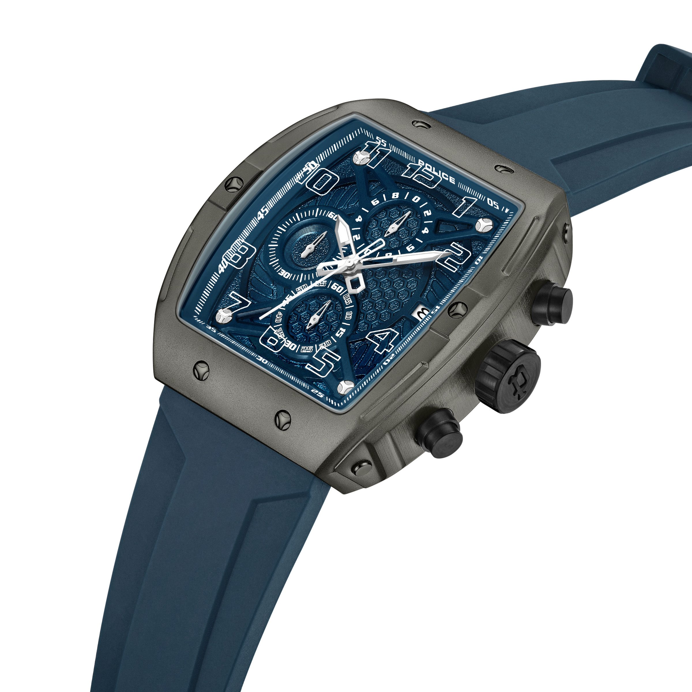Police Chronograph Coswig PEWGO0063102, Quarzuhr, Armbanduhr, Herrenuhr, Silikonarmband, analog, Tag