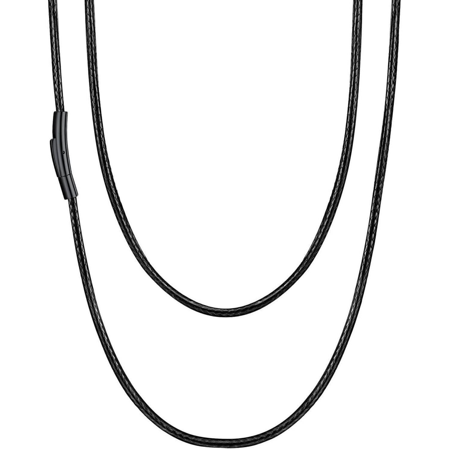 Lederband Kette Damen Herren 2mm/3mm Schwarz Braun Wachsschnur Kunstleder