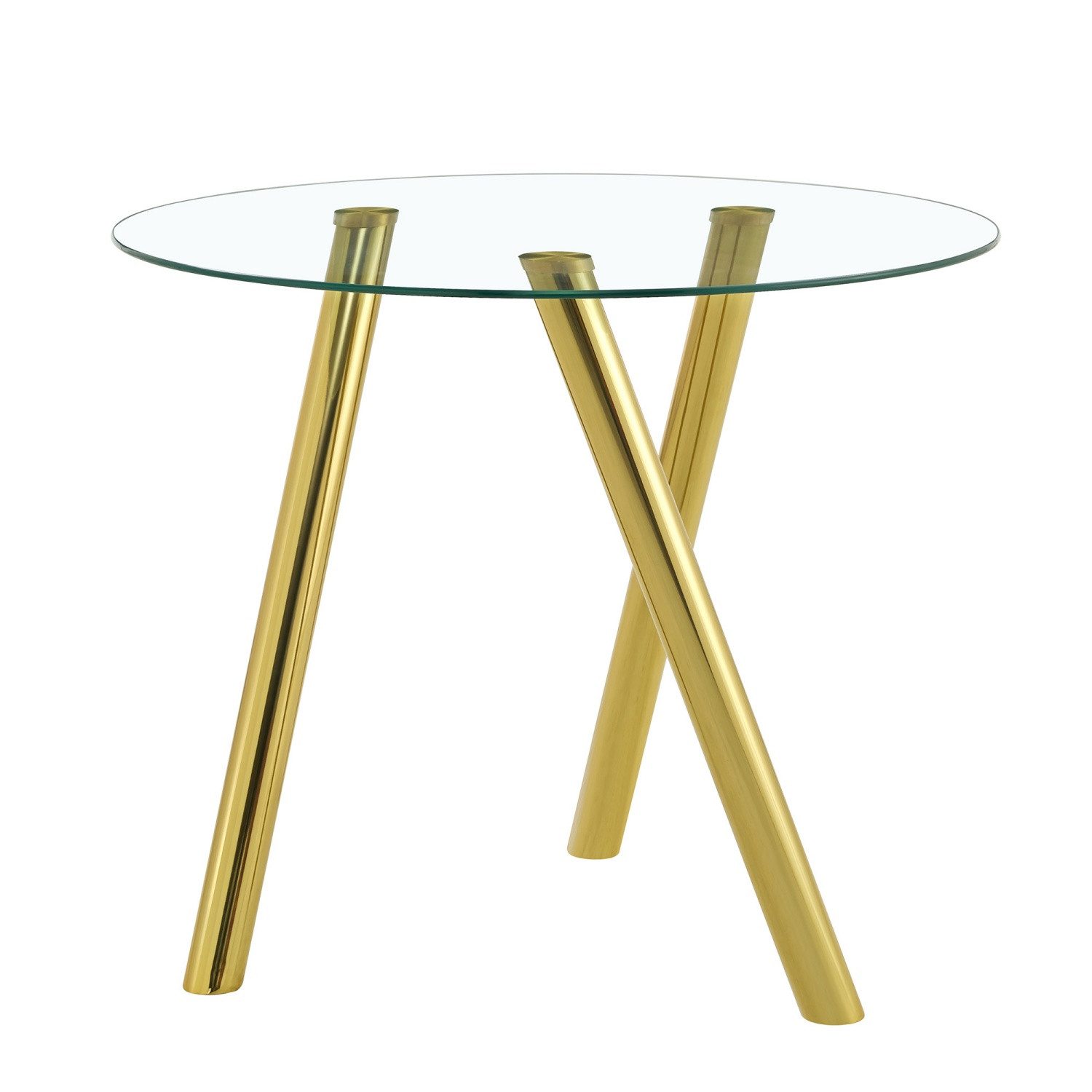 ANYSUN Esstisch Runder Esstisch 89x89x76 cm, mit gehärteter Glasplatte (moderner Glastisch Esstisch Küchentisch galvanisierte Metallbeine), Stabiler Küchentisch für 2–4 Personen, Kaffee und Freizeittisch