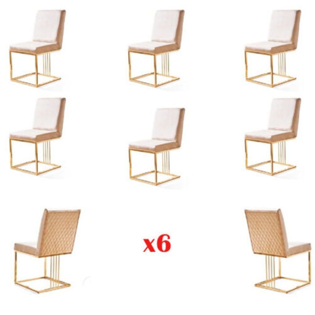 JVmoebel Esszimmerstuhl, Set 6x Sessel Stuhl Designer Metall Textil Polster Stühle Esszimmer