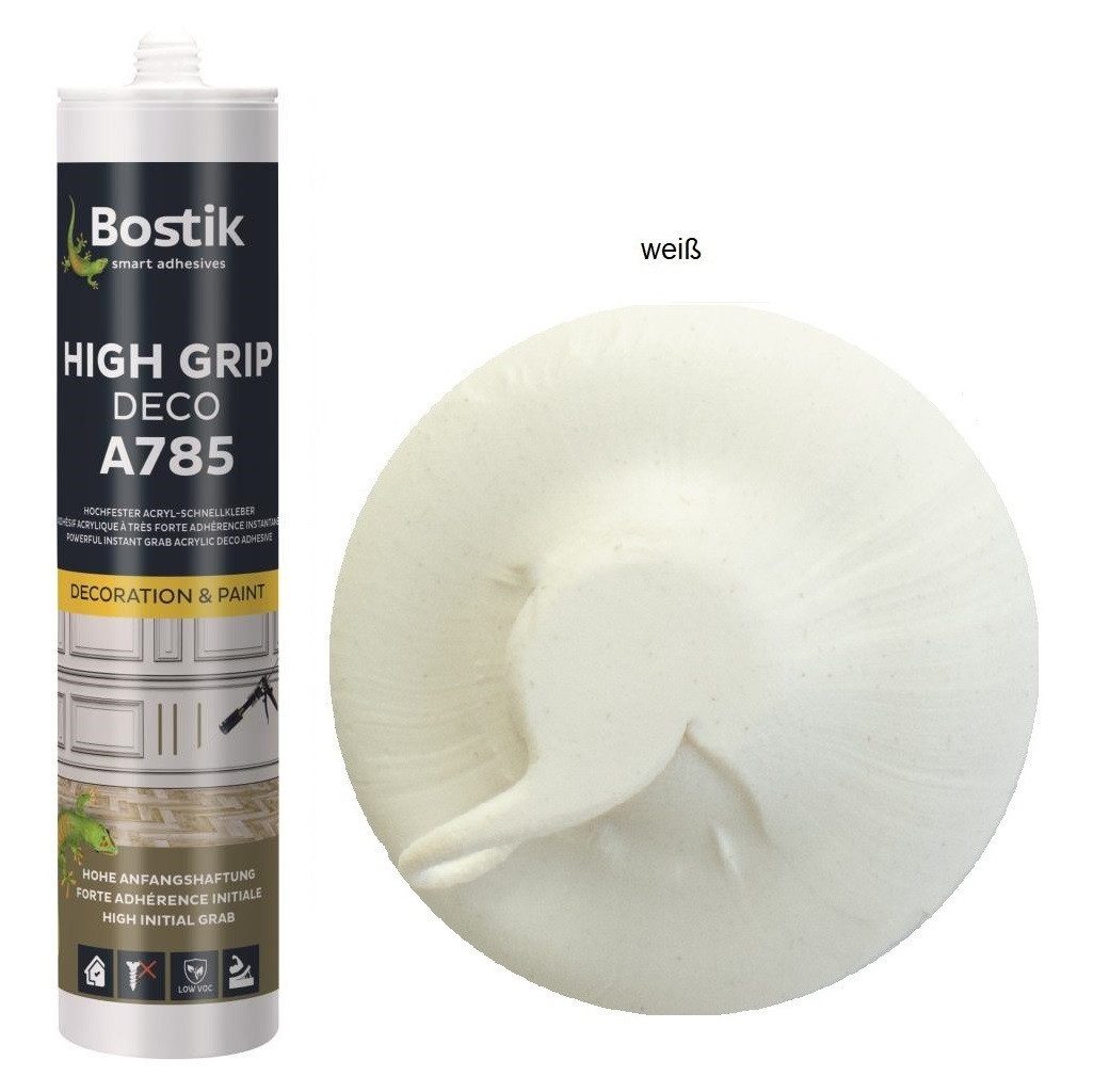 BOSTIK Klebstoff Bostik A785 High Grip Deco 390g Kartusche weiss Klebstoff, universell einsetzbar