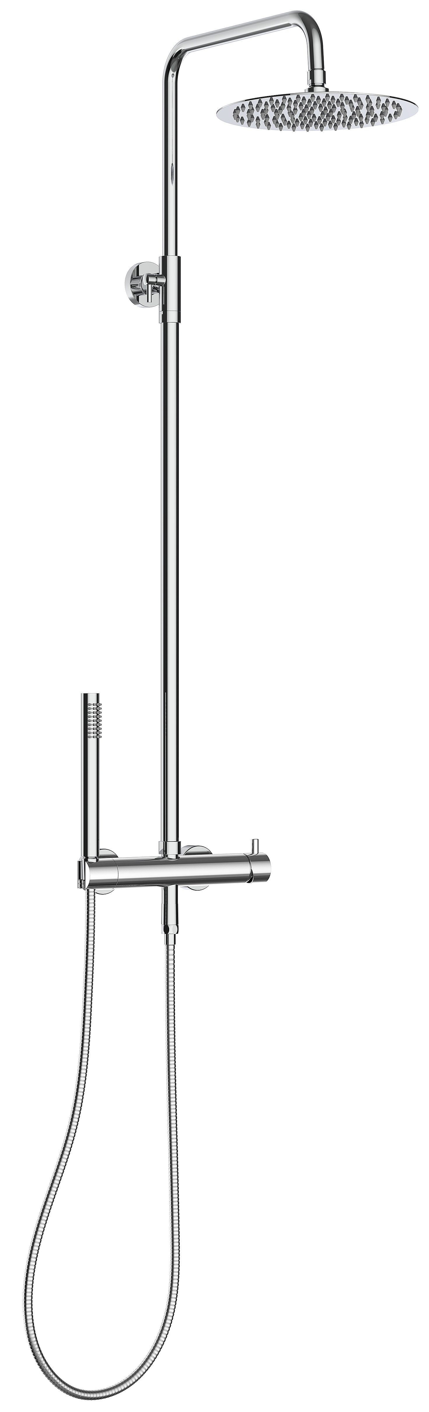 Marwell Stangenbrause-Set Classico, Höhe 118 cm, Edelstahl Regendusche, 88-118x20cm, mit höhenverstellbarer Duschstange