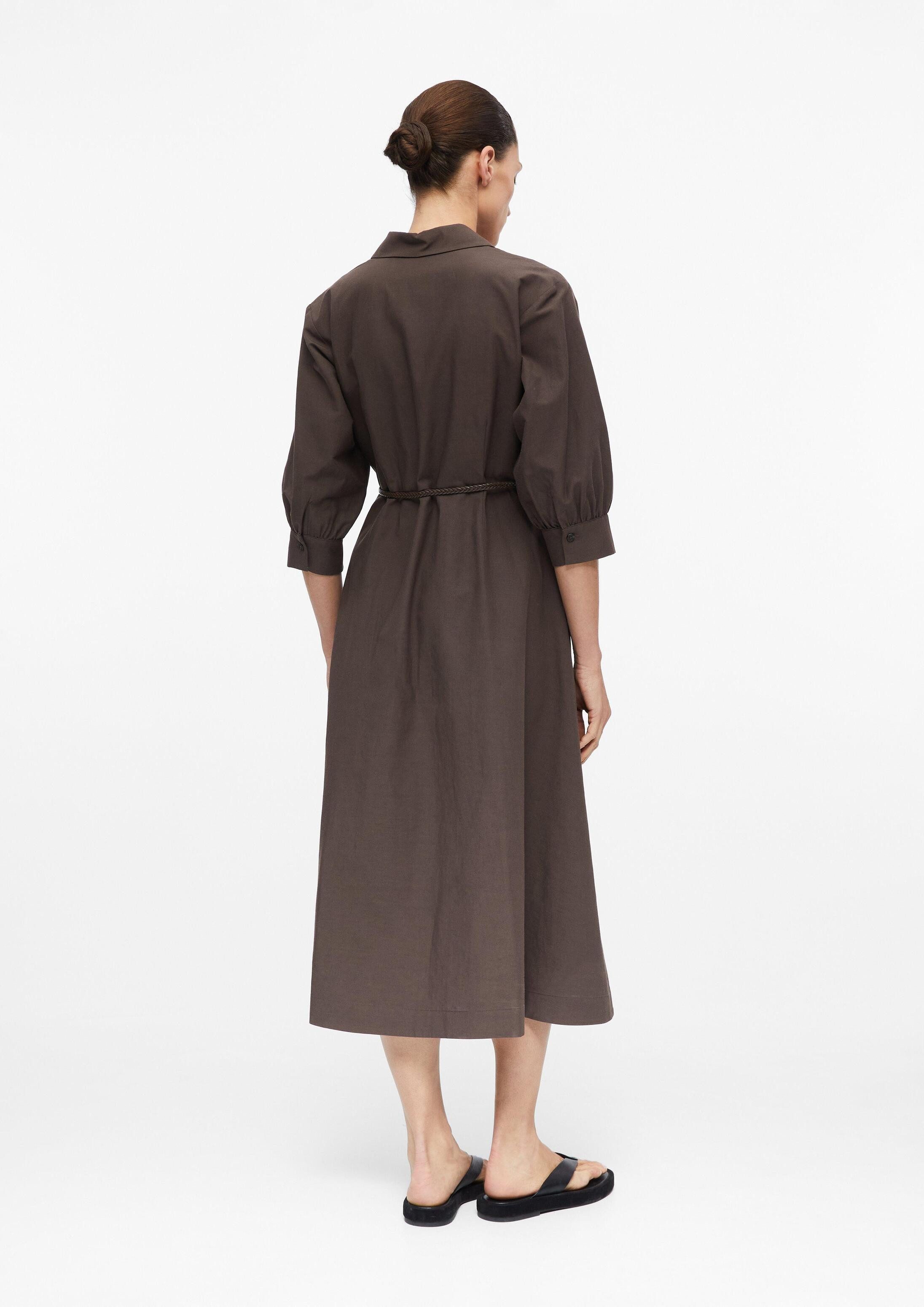 comma Midikleid Kleid Hemdblusenkleid aus Leinenmix mit Gürtel