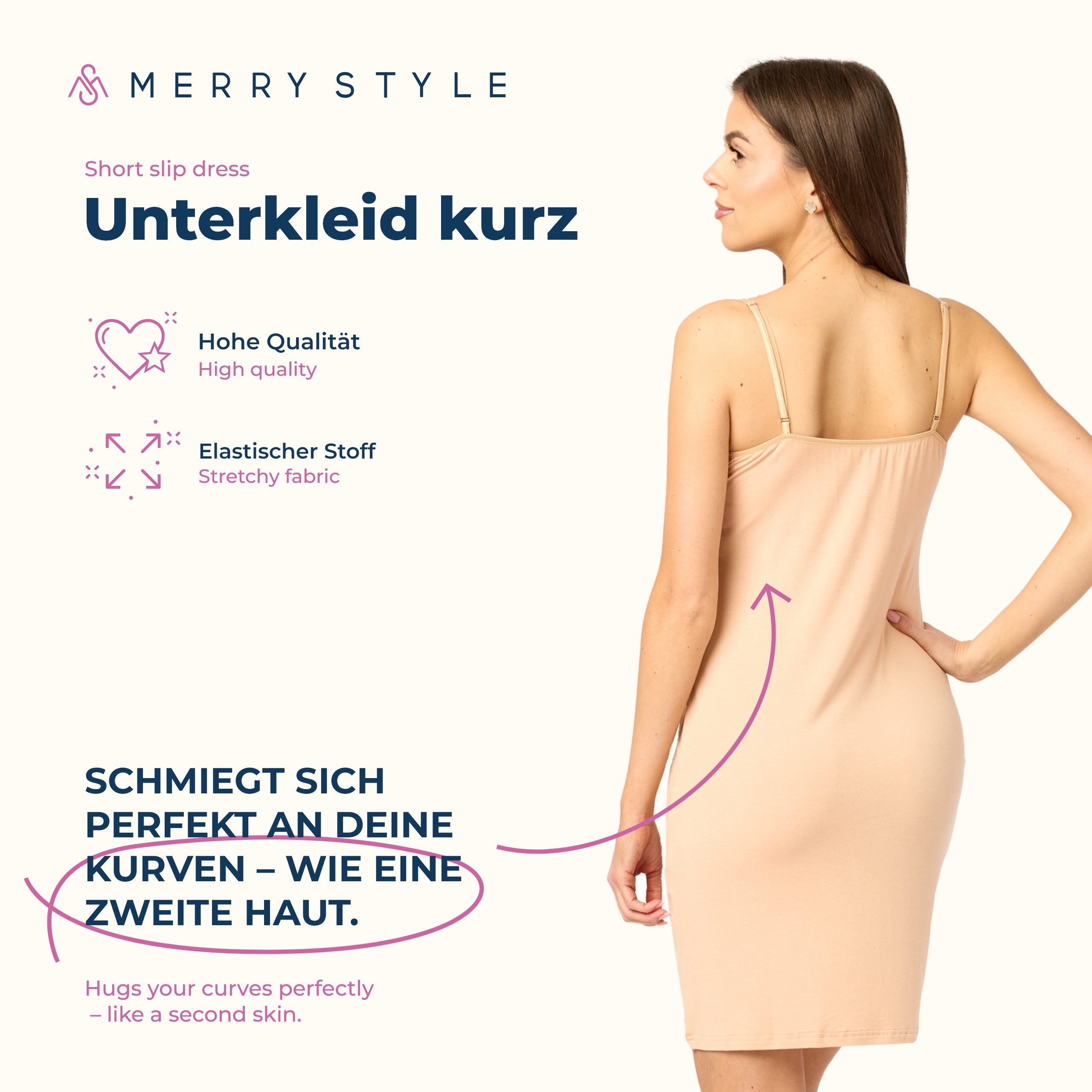 Merry Style Unterkleid Damen kurz Viskose MS10-203 (1-tlg) verstellbare Träger