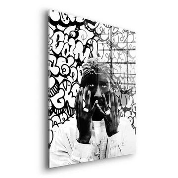 DOTCOMCANVAS® Acrylglasbild PRAY FOR HOPE XL - Acrylglas, Acrylglasbild Tupac Shakur 2pac schwarz weiß Portrait Wandbild Druck