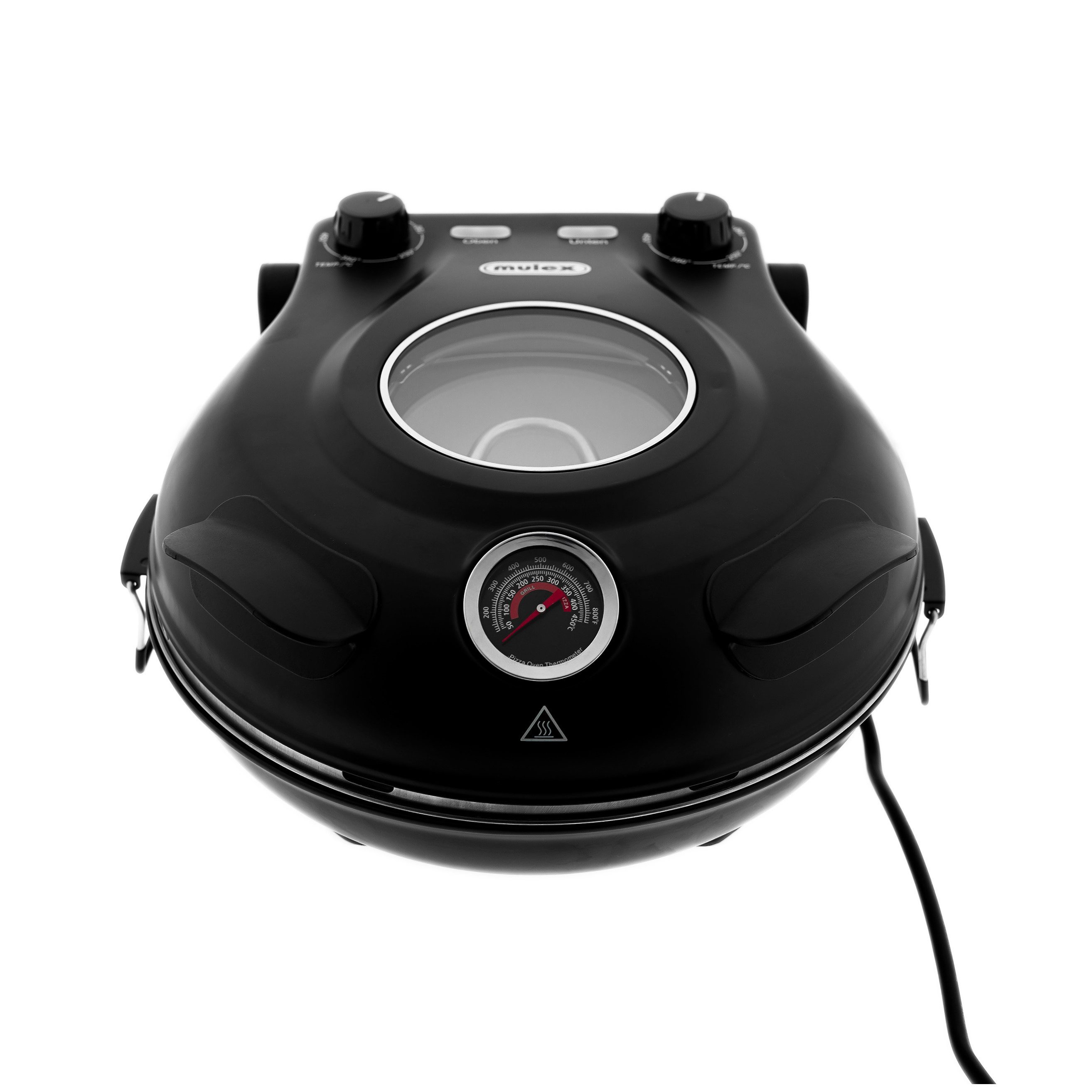 Mulex Pizzaofen Steinbackofen 1200 W - Pizzastein ø30 cm, bis zu 400°C, 5 Temperaturstufen, Pizzastein ø30 cm