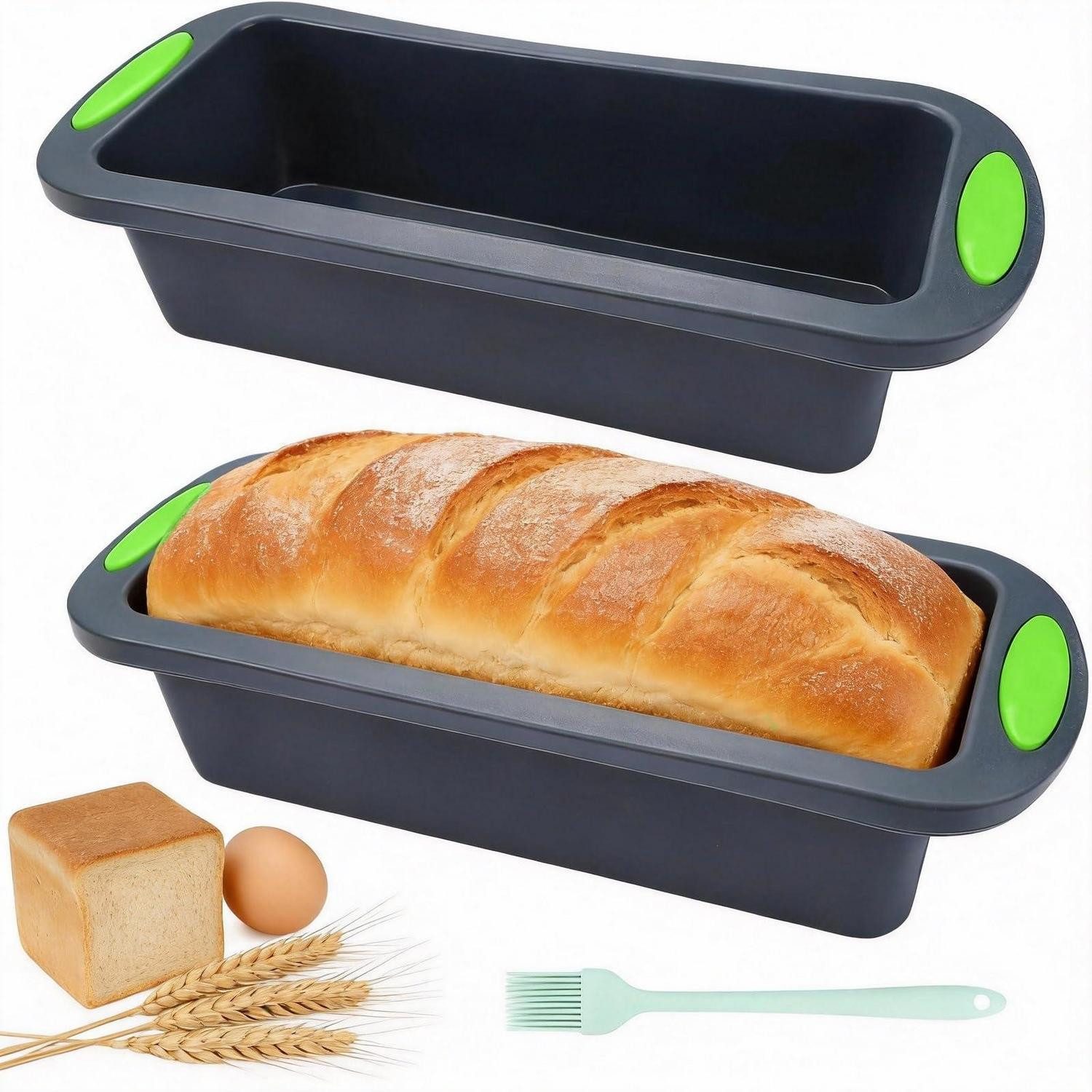 LuxusKollektion Kastenform 2er Brotbackform Silikon Rechteckig Antihaft, (2-tlg)