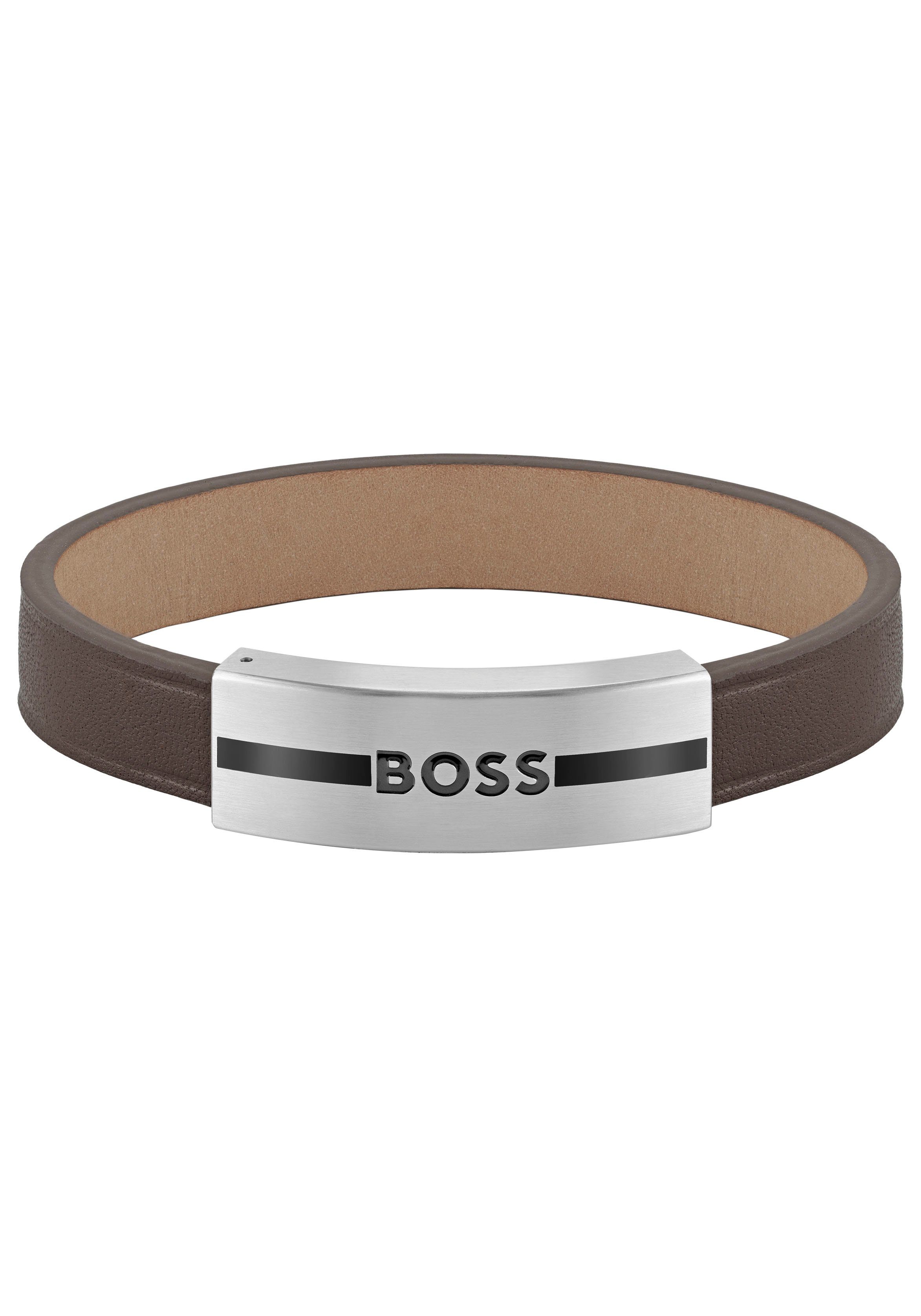 BOSS Armband Schmuck Edelstahl Armschmuck Lederarmband LUKE, zu Hoodie,  Shirt, Jeans, Sneaker, Underwear, HUGO, BOSS ORANGE!