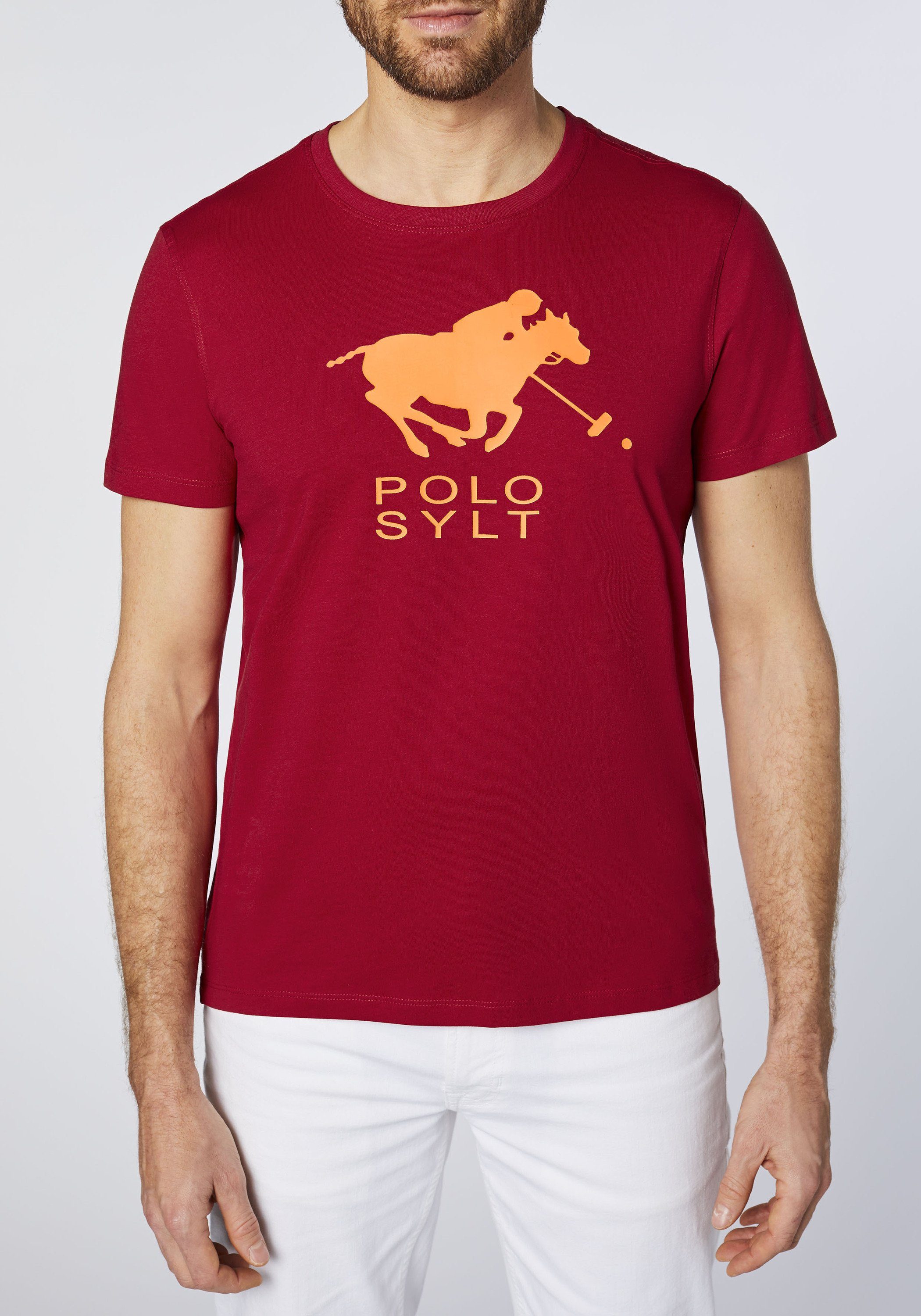 Logo Sylt Print-Shirt Neon Polo Pepper Chili Frontprint mit