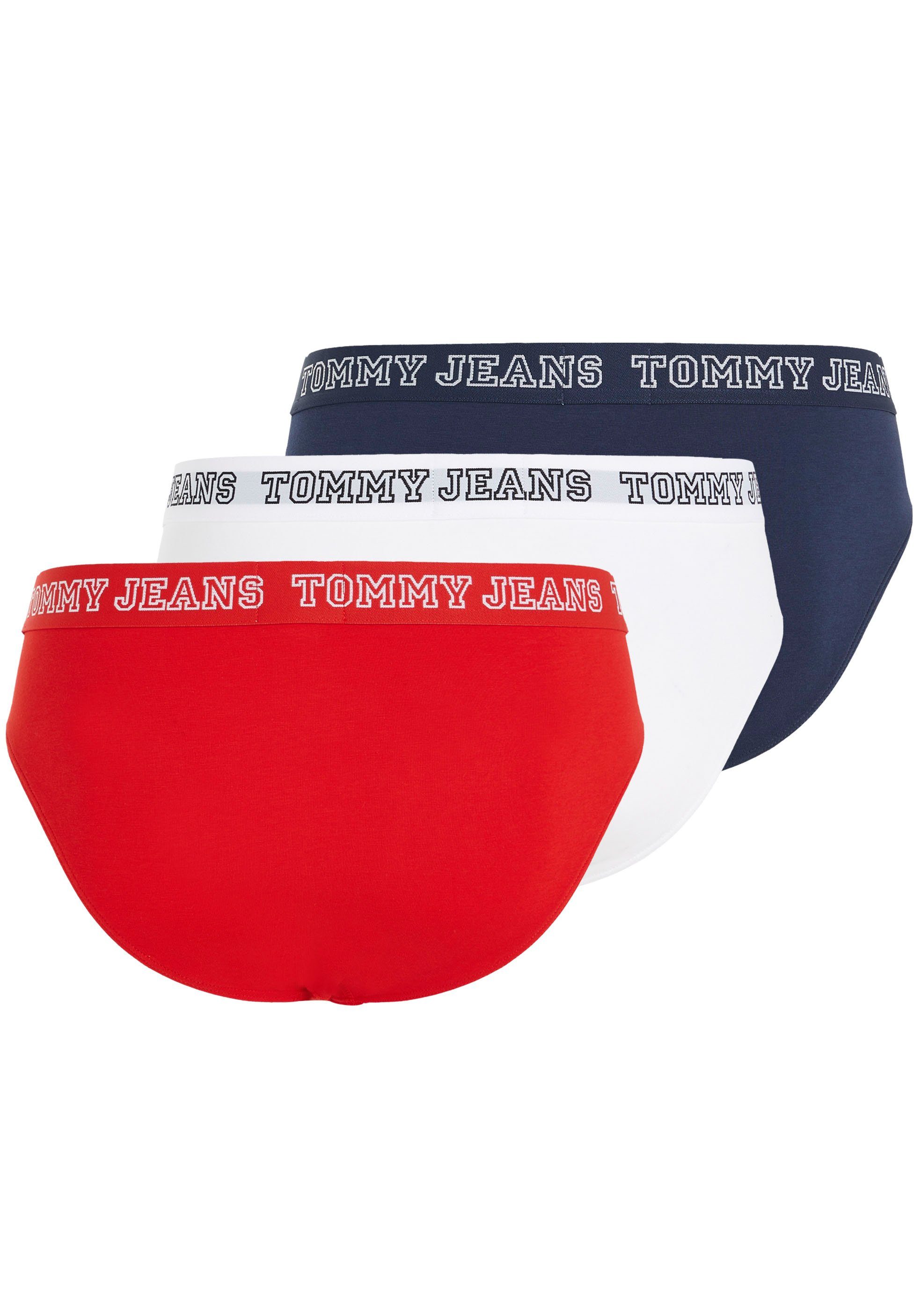 mit Hilfiger 3er-Pack) Tommy (Packung, Tommy Logo-Elastikbund Underwear 3-St., Deep-Crimson/White/Twilight-Navy Slips Jeans DTM 3P Jazz-Pants BRIEF