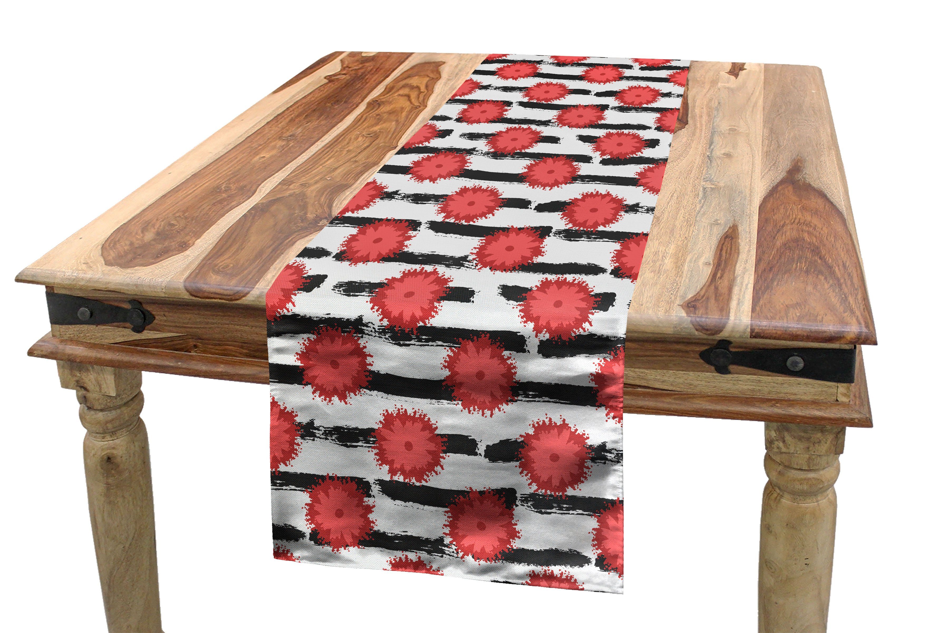 Abakuhaus Tischläufer Esszimmer Küche Rechteckiger Dekorativer Tischläufer, Modern Splash Blumen auf Streifen