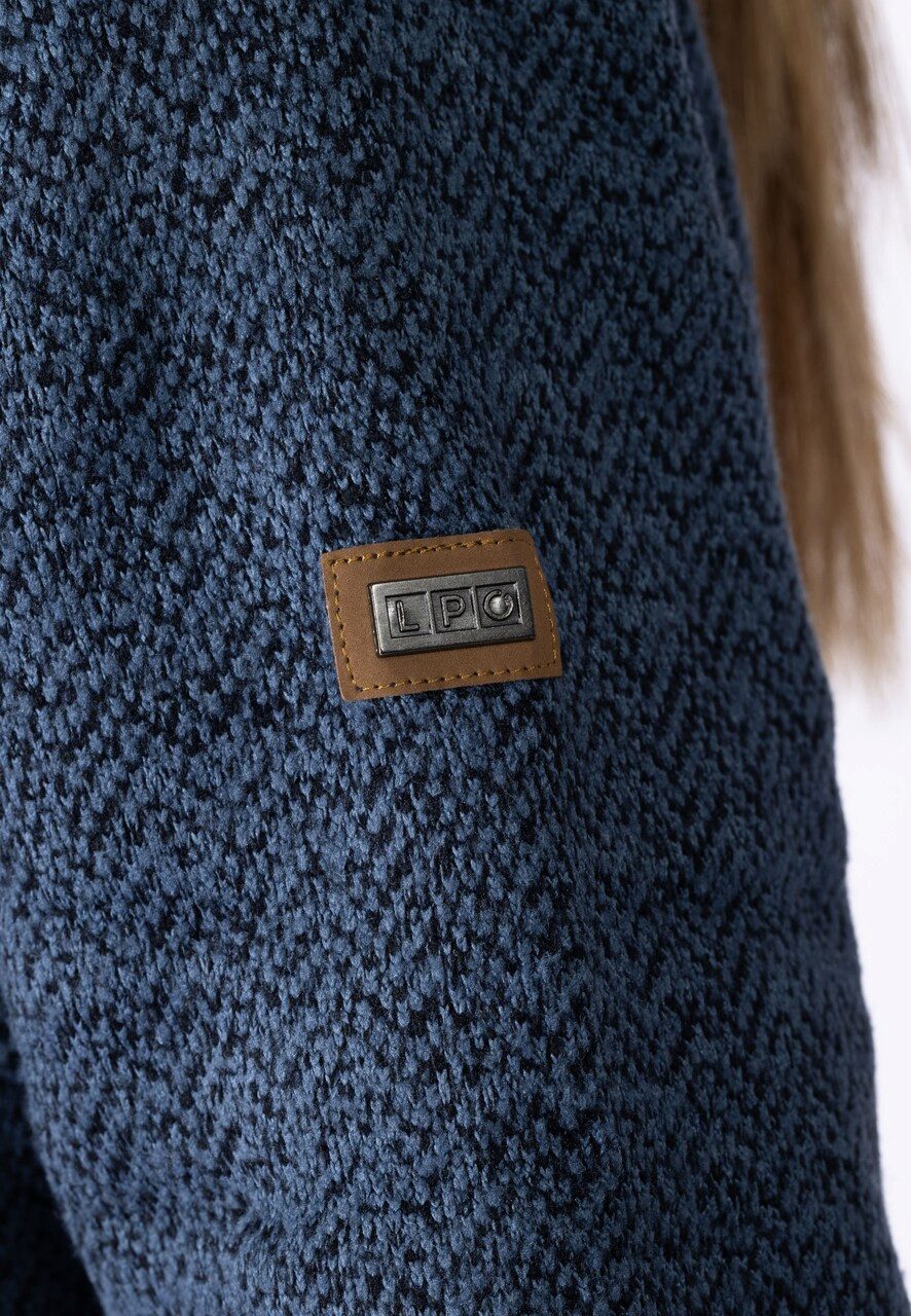 Linea Primero Trekkingjacke LPO - warmer flauschiger Dibond Double Face Fleecemantel Xenia, navy