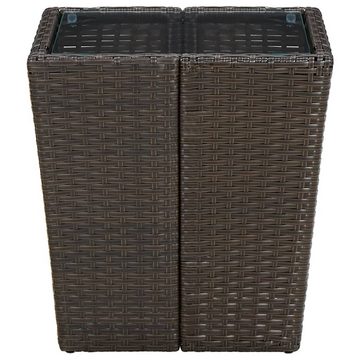 furnicato Gartentisch Beistelltisch Braun 41,5x41,5x44 cm Poly Rattan und Hartglas