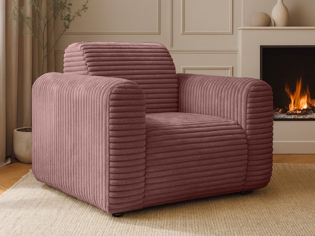 Beautysofa Sessel Puerto – Komfortabler Sitzplatz im modernen Design (komfortabel Rückenlehne und Armlehnen, In vielen Farben zur Auswahl), Stoff Cord