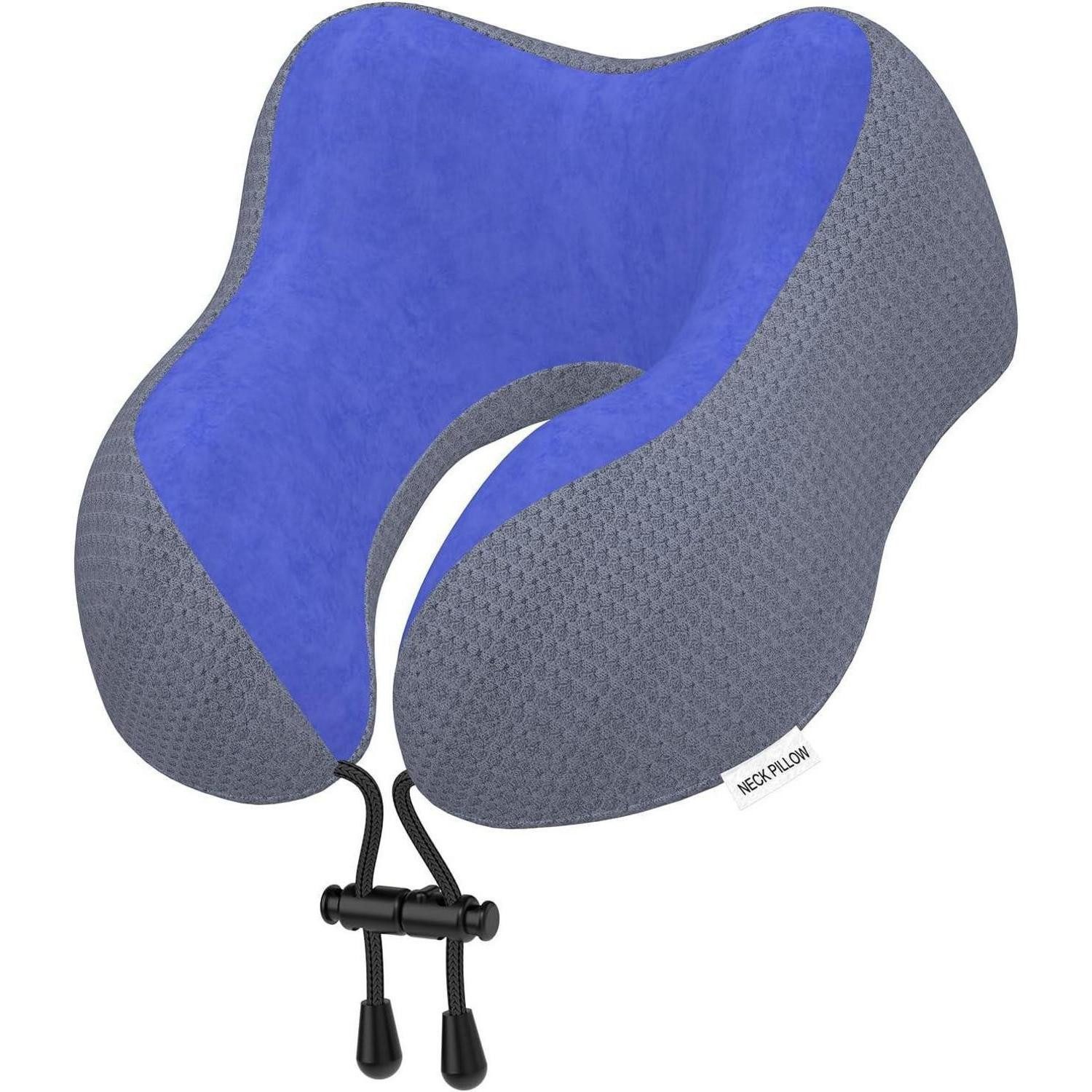 Halbmond-Kissen Nackenkissen Memory Foam Reisekissen Flugzeug Auto Dunkelblau