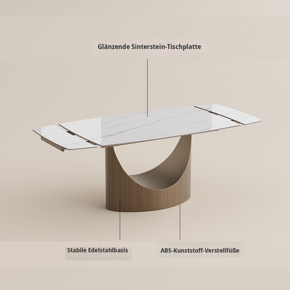 POVISON Esstisch Esszimmertisch, Küchentisch (1-St), Ausziehbarer Sinterstein-Esstisch 140-200cm für 4–6 Personen