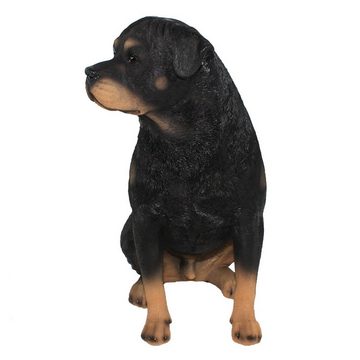 colourliving Tierfigur Hunde Figur Rottweiler sitzend Hund Tierfigur 30cm, handbemalt, mit Filzplättchen, realistische Darstellung