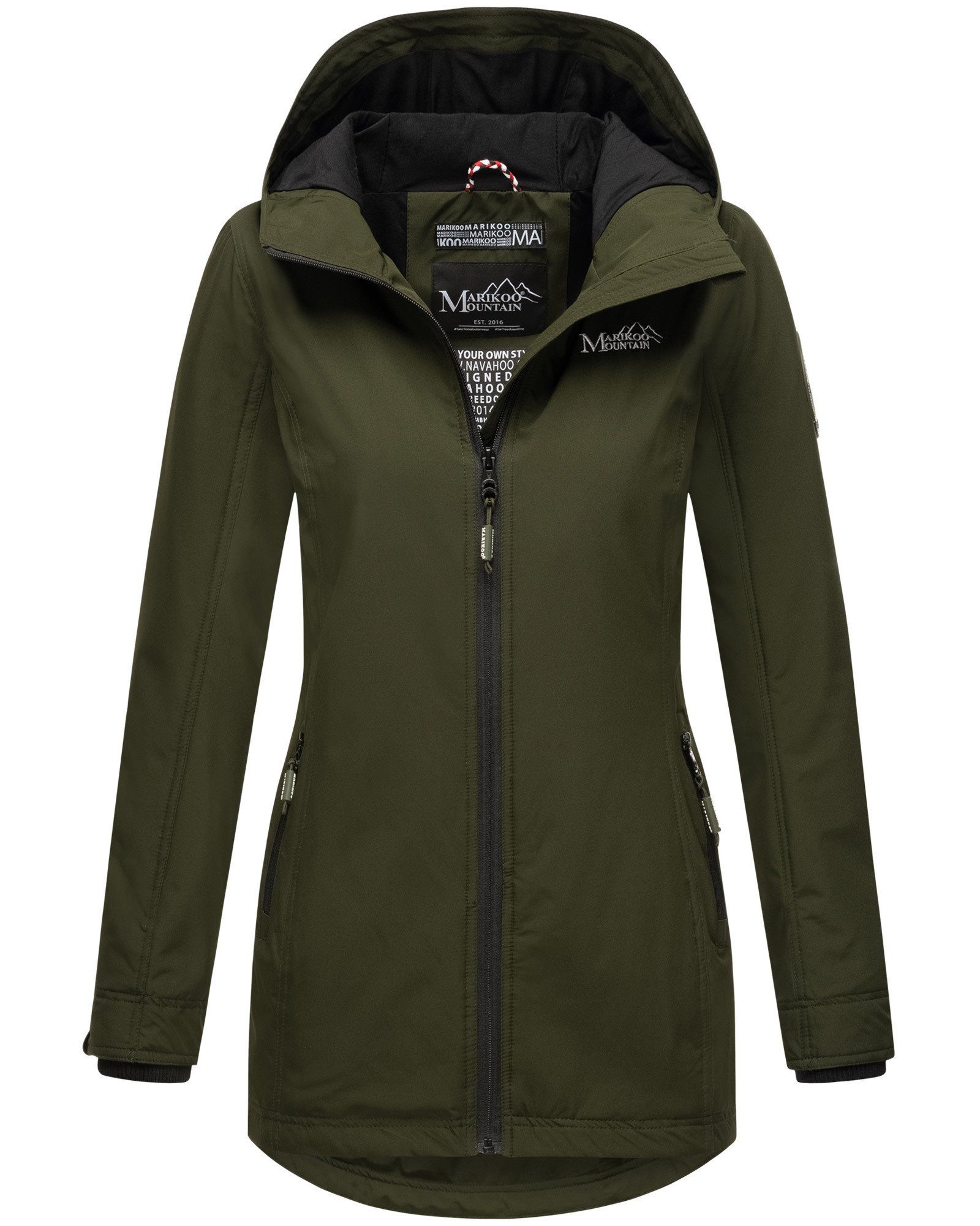 Marikoo Outdoorjacke Honigbeere sportliche Übergangsjacke mit Kapuze Olive