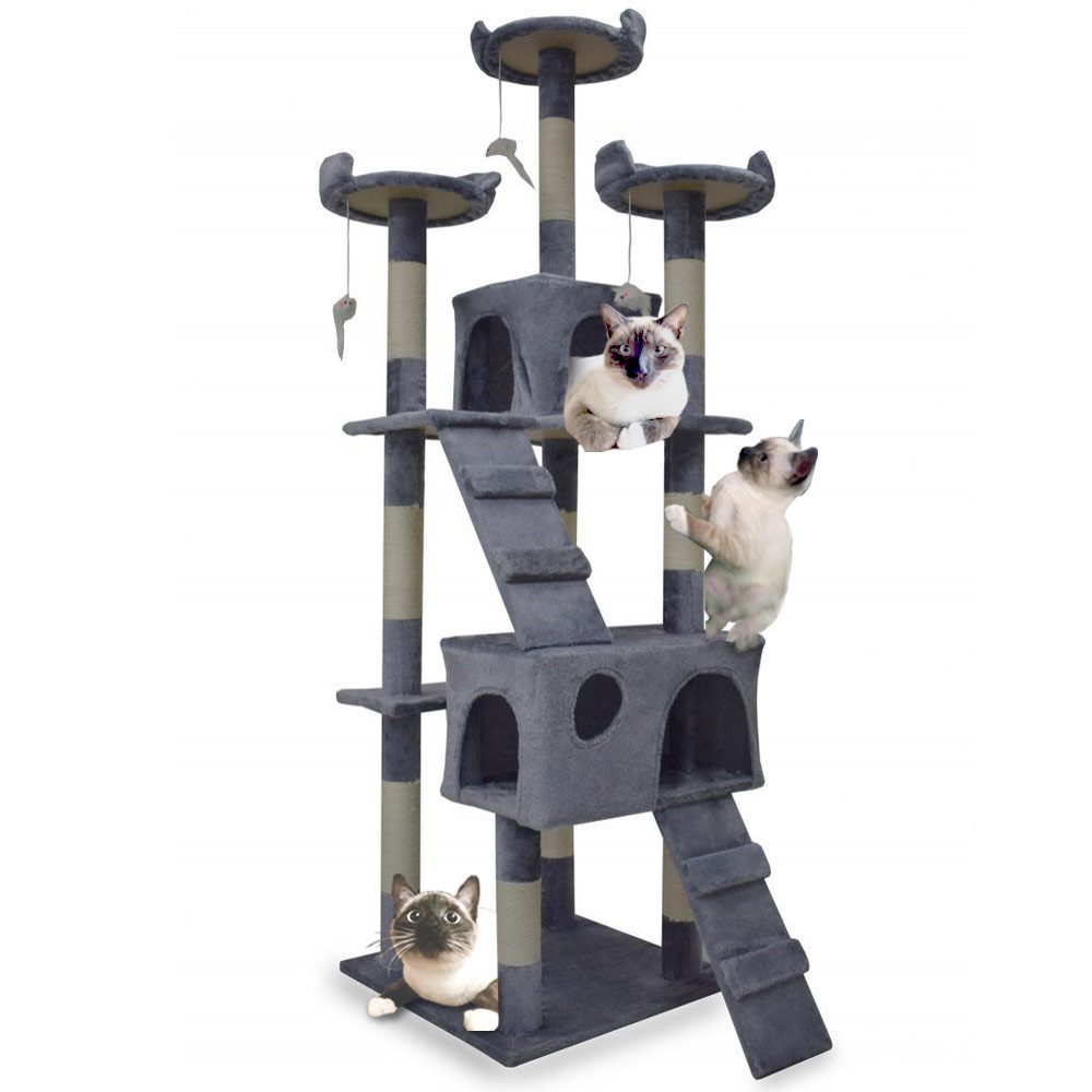Bituxx Kratzbaum XL für Katzen Lichtgrau