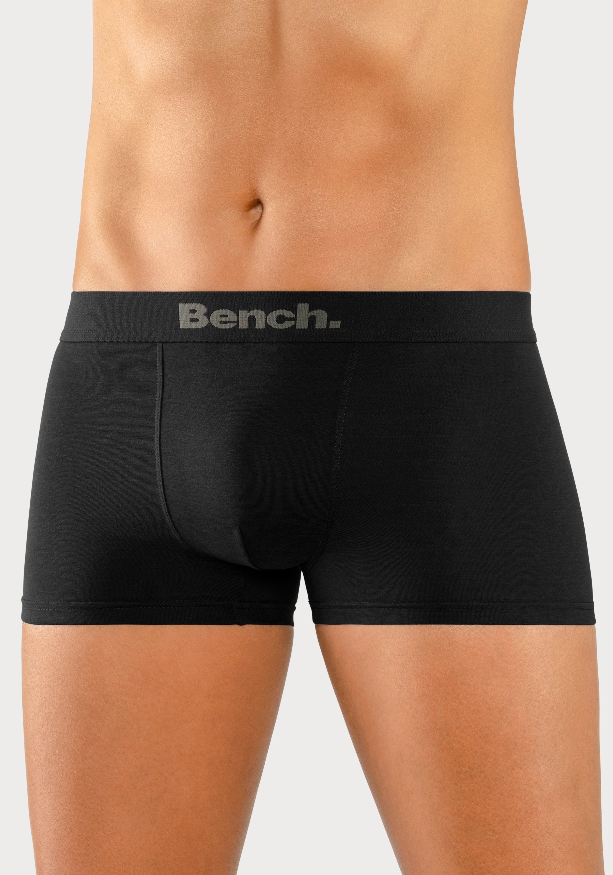 mit 4-St) Streifen Bench. (Packung, unifarben modischem schwarz Boxer oder