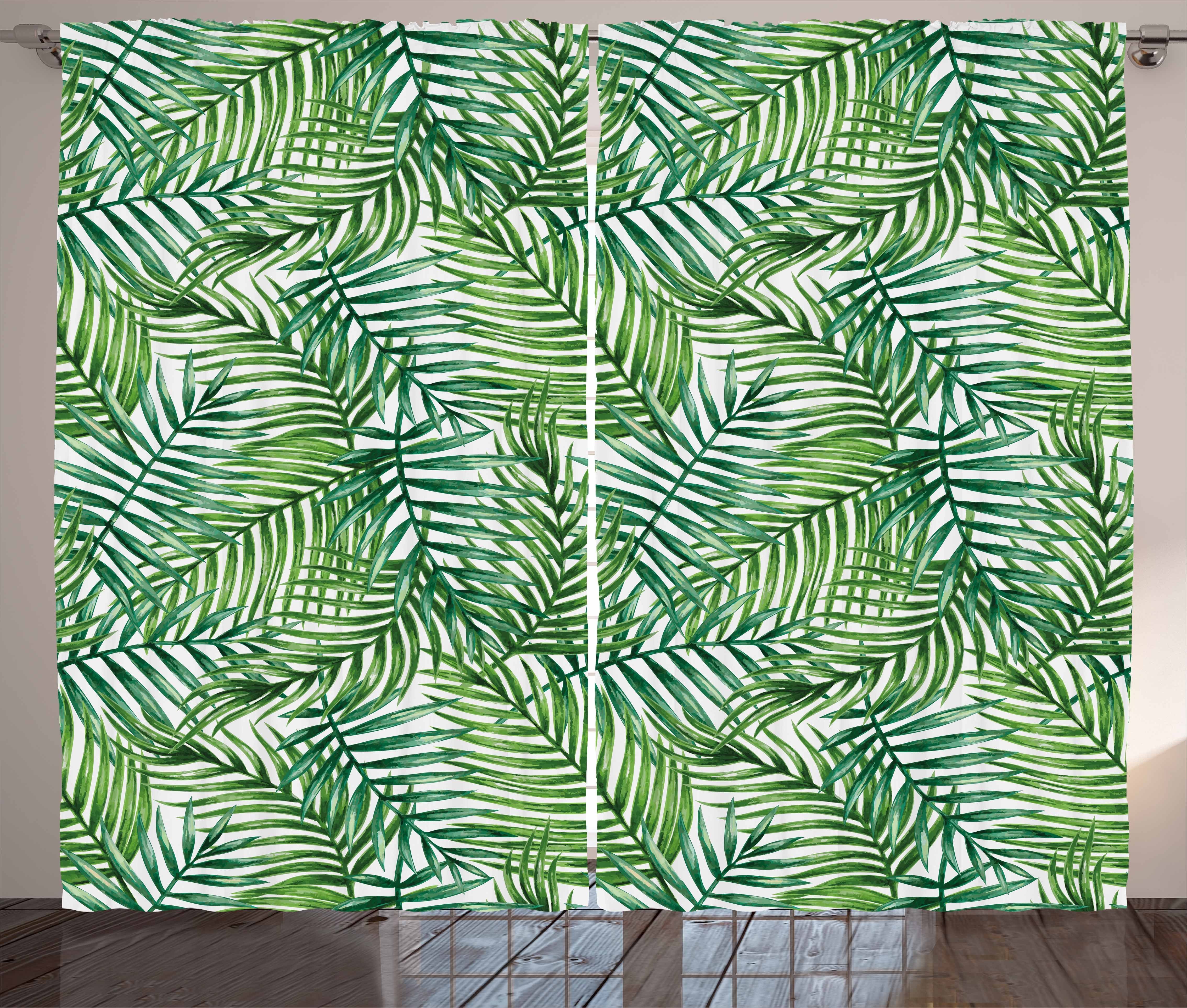 Gardine Schlafzimmer Kräuselband Vorhang mit Schlaufen und Haken, Abakuhaus, Blatt Botanischer Wilde Palmen