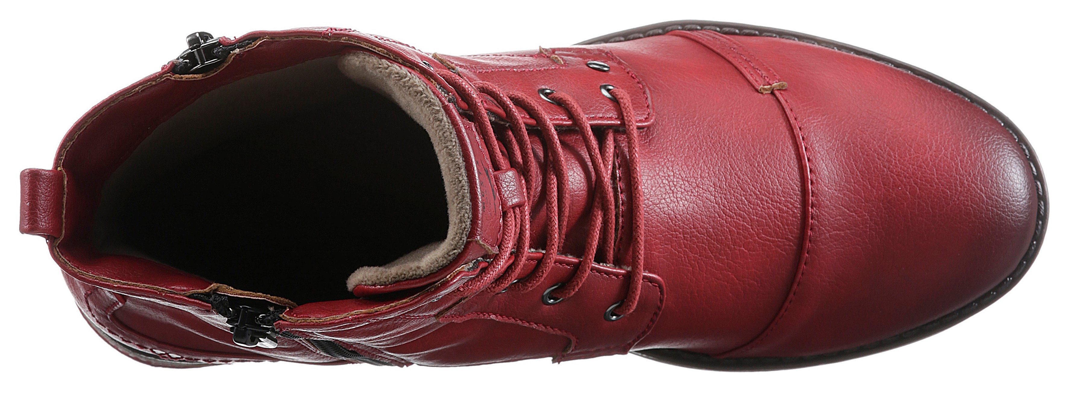 rot klassischem Schnürstiefelette Mustang Shoes Look in